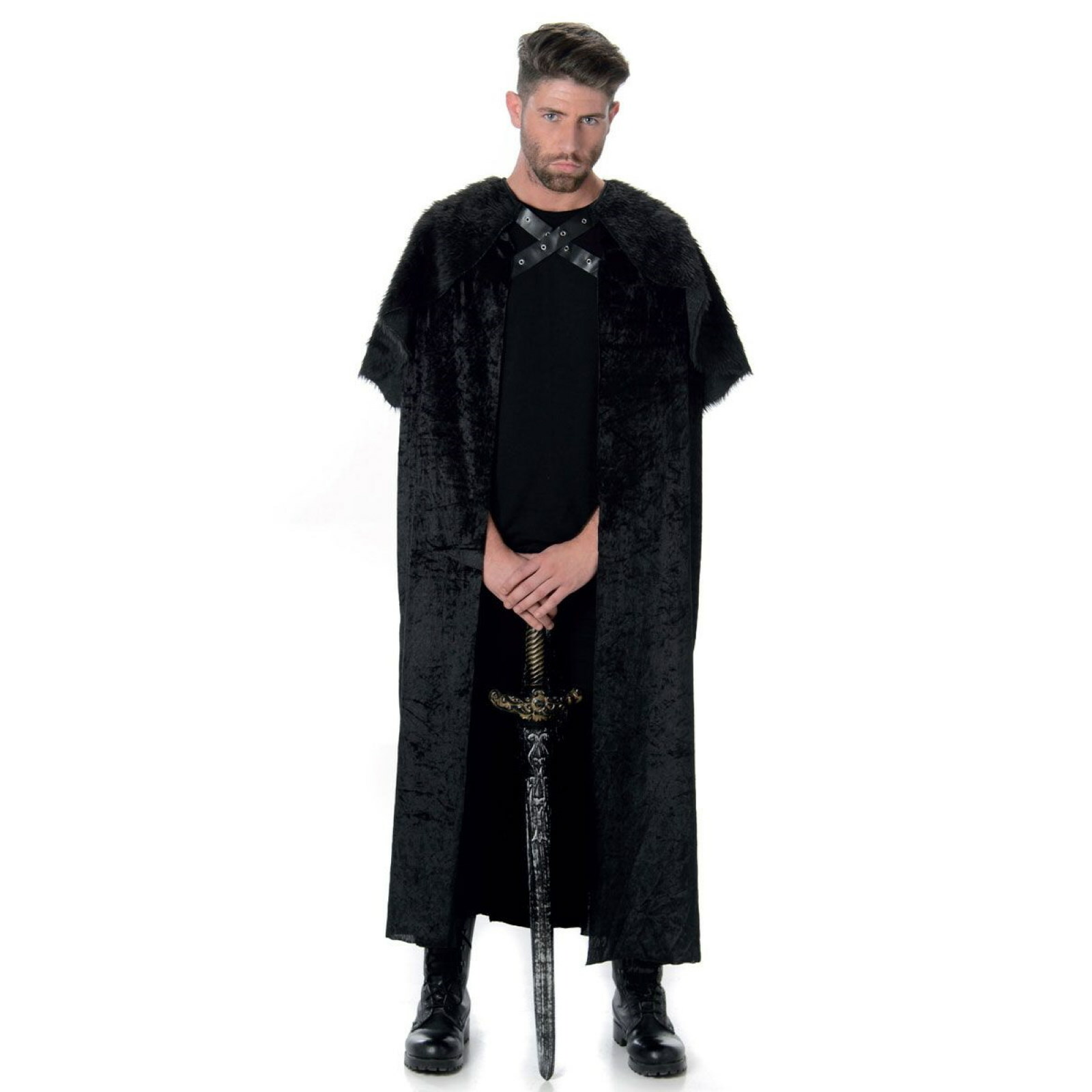 Black Fur Cape Medieval Costume Adult 