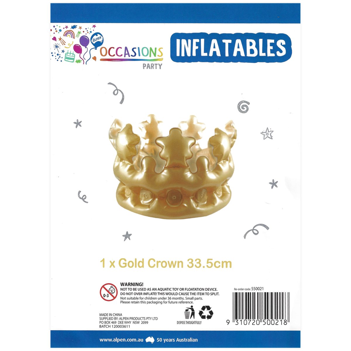 Inflatable Gold Crown | Medieval | Themed Party Supplies | Discount ...