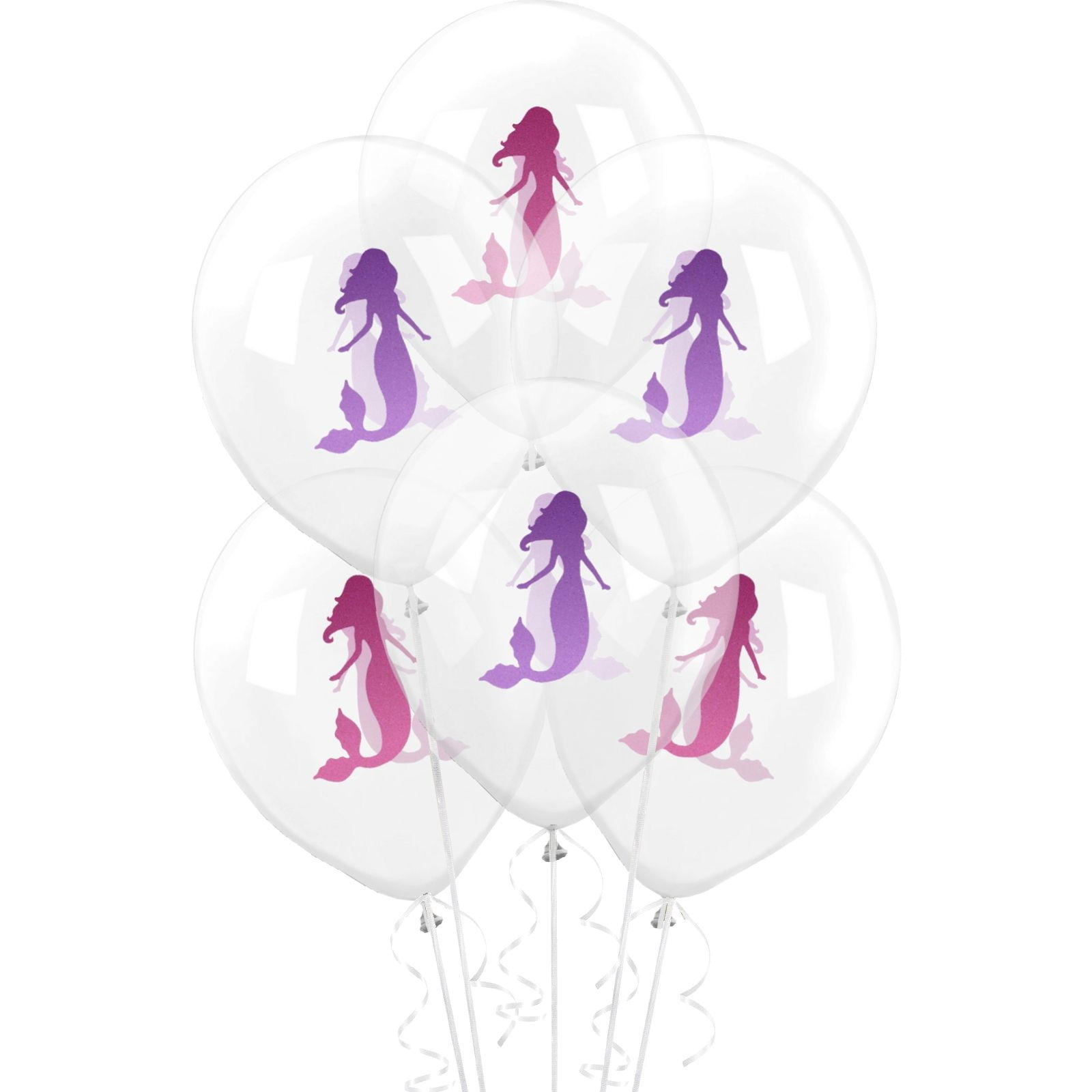 Mermaid Clear Latex Balloons (Pack of 10)