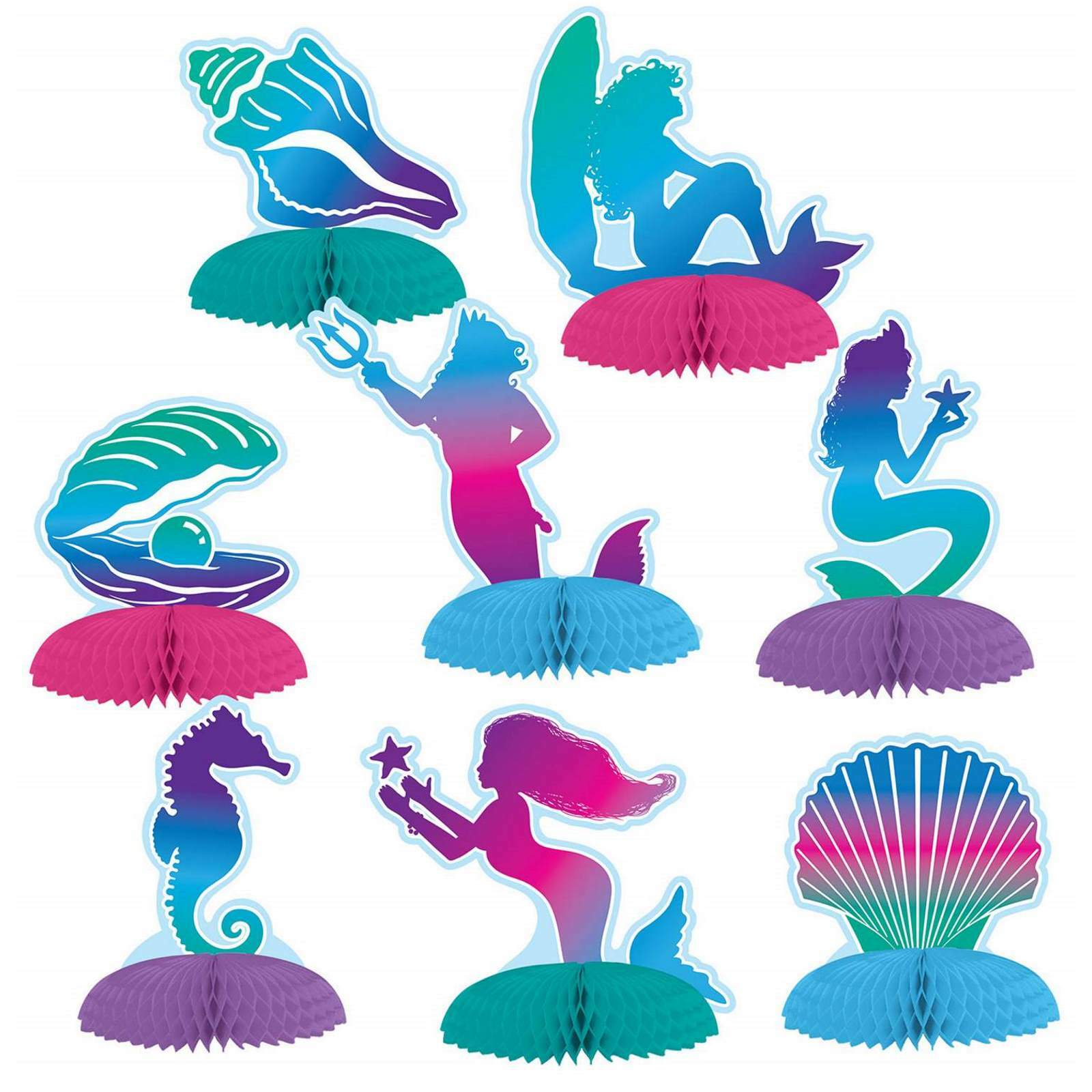 Mermaid Mini Honeycomb Centrepieces (Pack of 8)