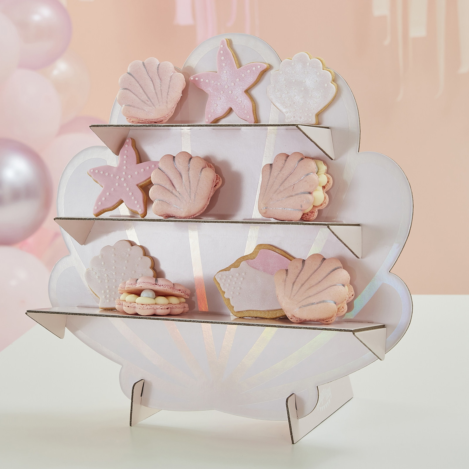 Ginger Ray Mermaid Magic Pink & Iridescent Shell Treat Stand