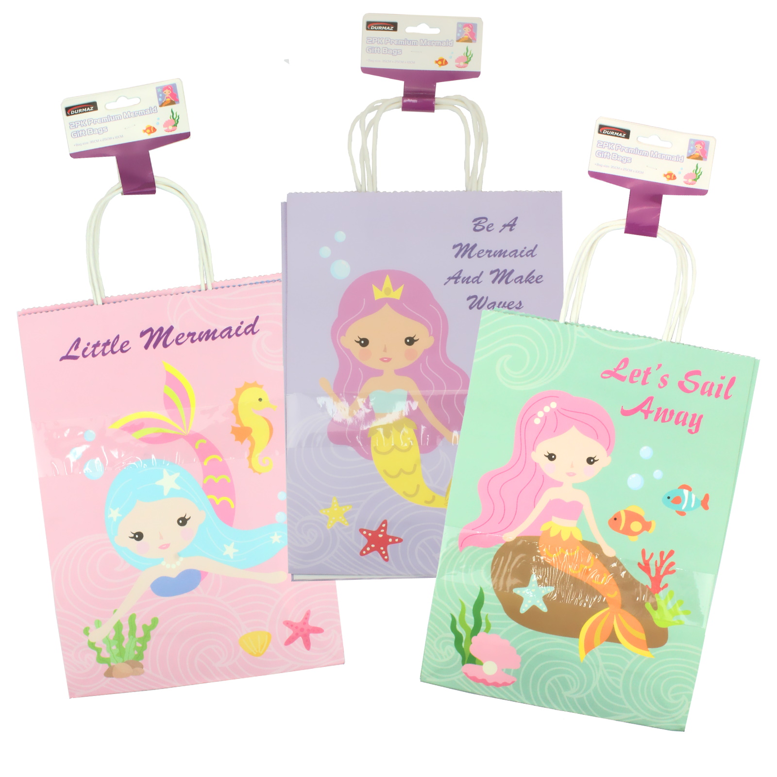 Large Mermaid Paper Gift Bags 35cm (Pack of 2)