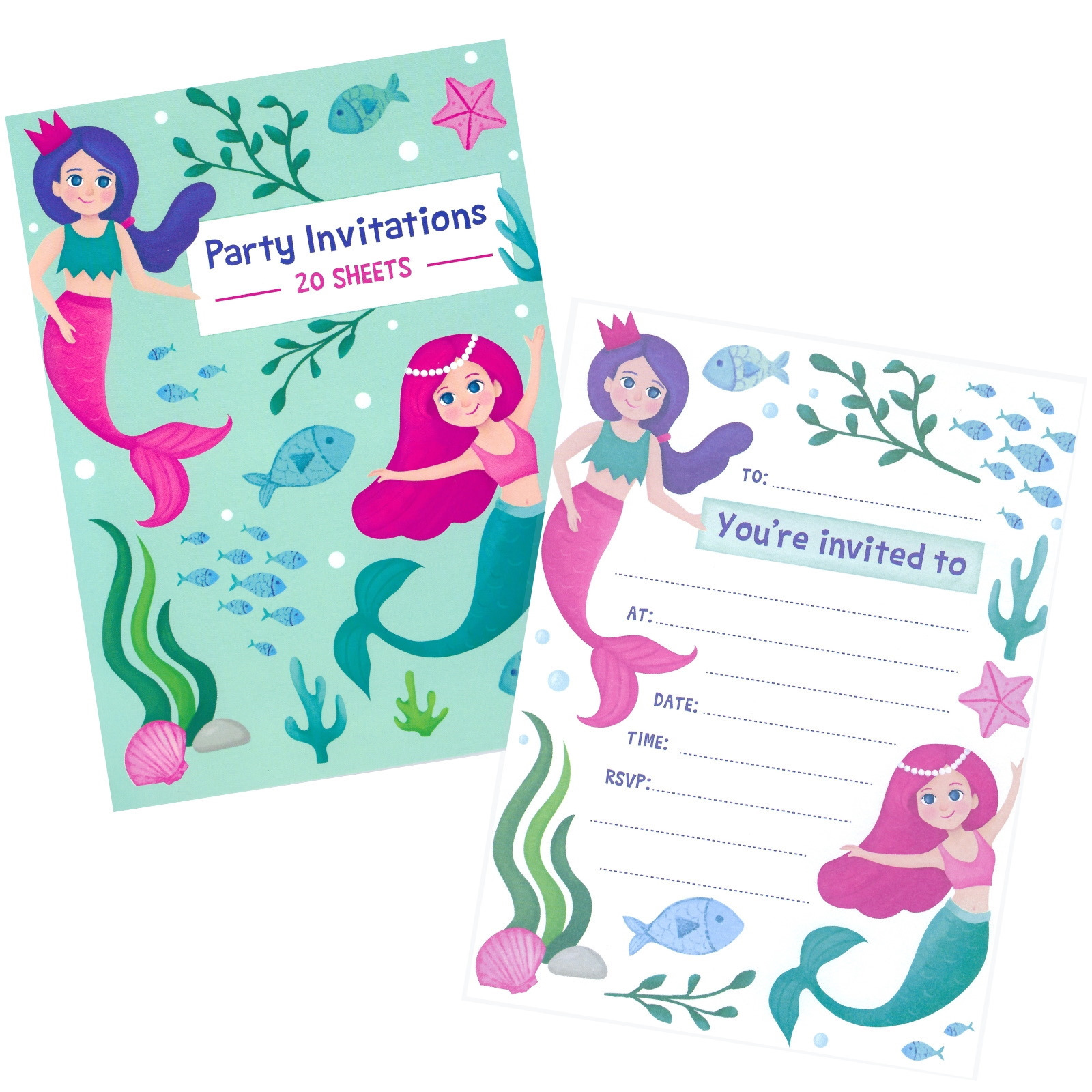 Mermaid Party Invitation Pad (20 Sheets)