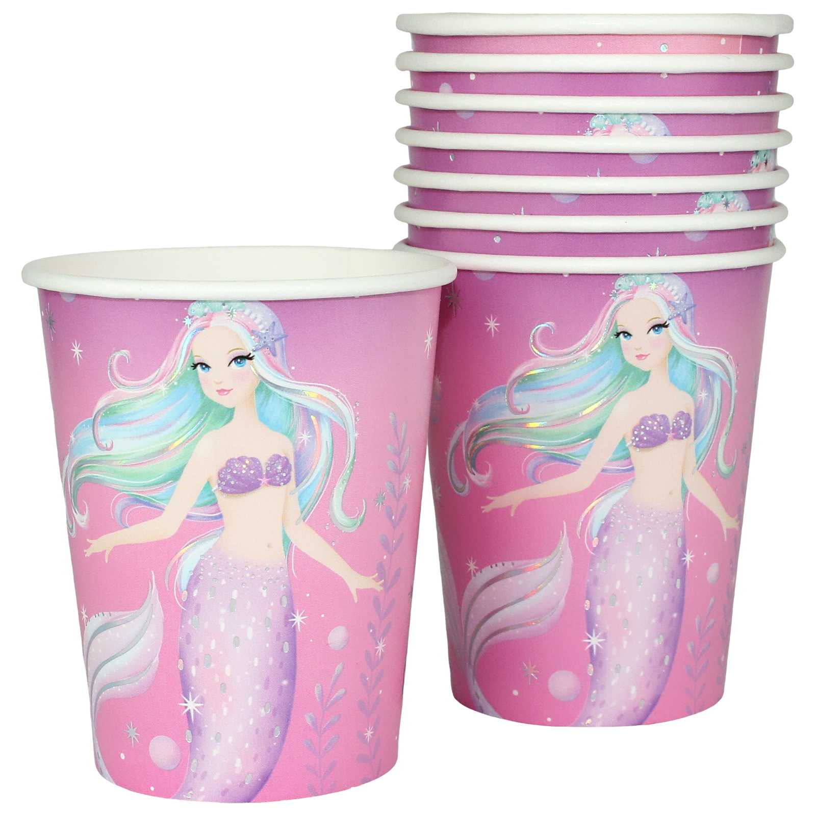Holographic Mermaid Paper Cups (Pack of 8)