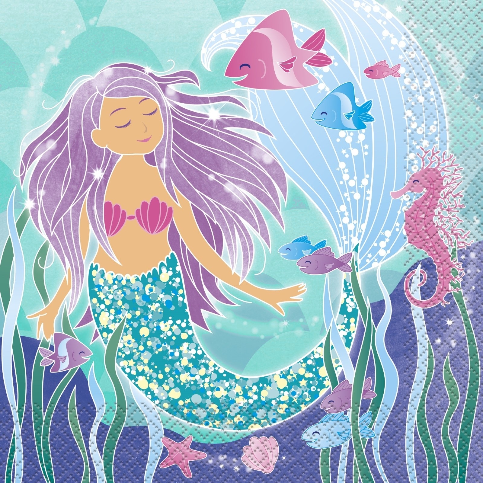 Mermaid Large Napkins / Serviettes (Pack of 16)