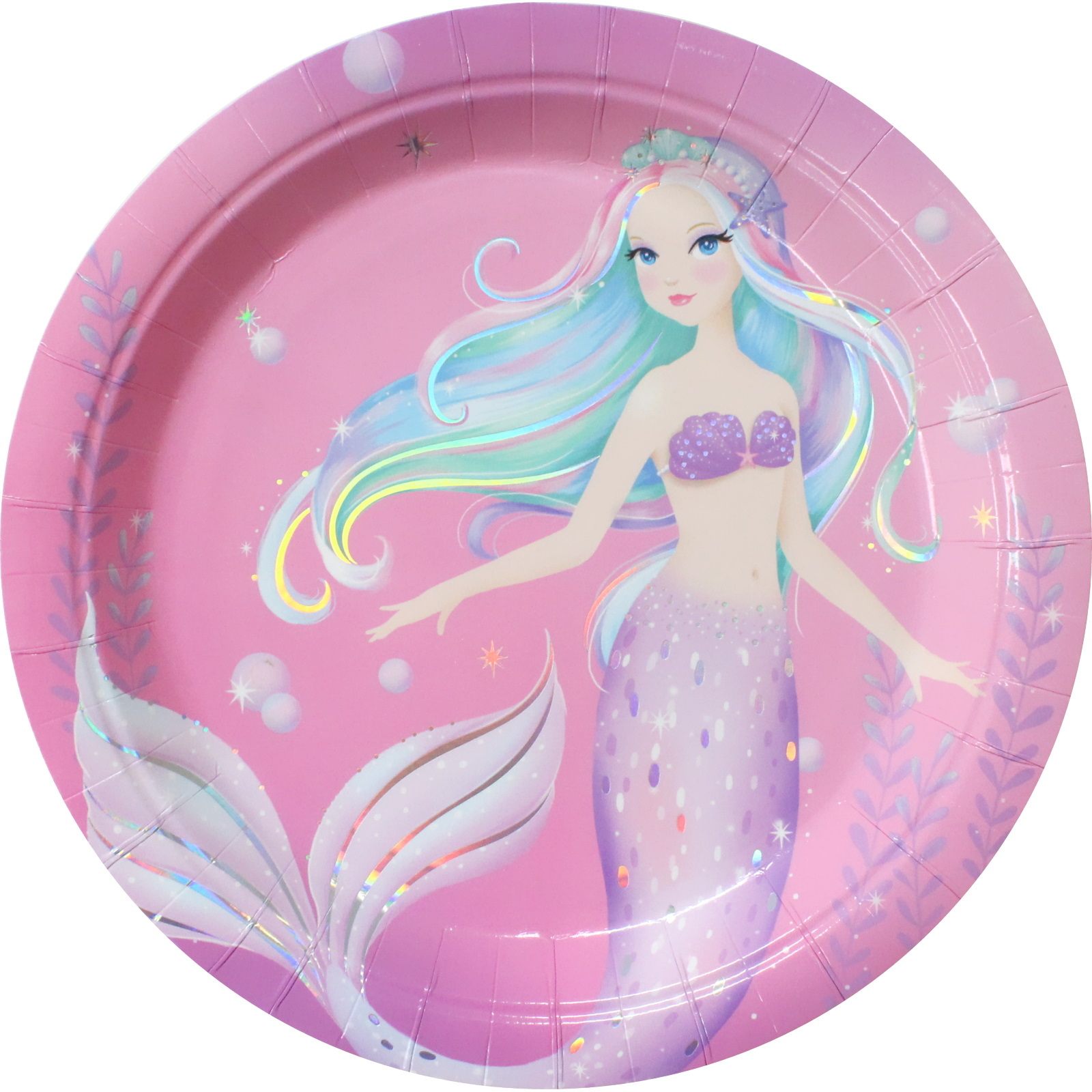 Holographic Mermaid Large Paper Plates (Pack of 8)
