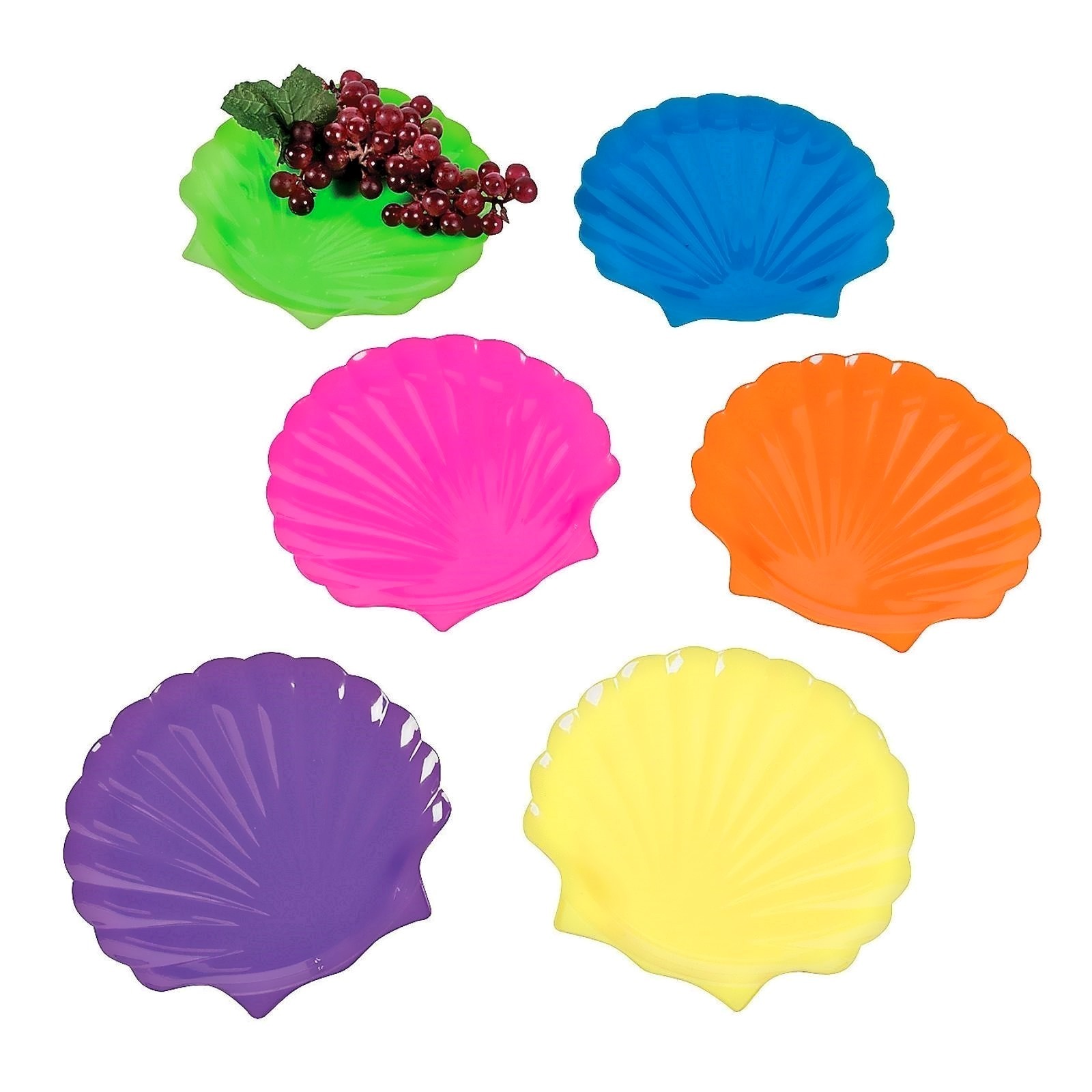 Plastic Coloured Shell Plates (Pack of 12)