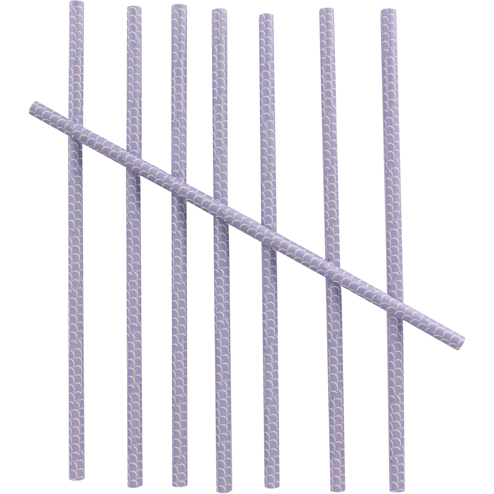 Mermaid Scales Paper Purple Straws (Pack of 8) 