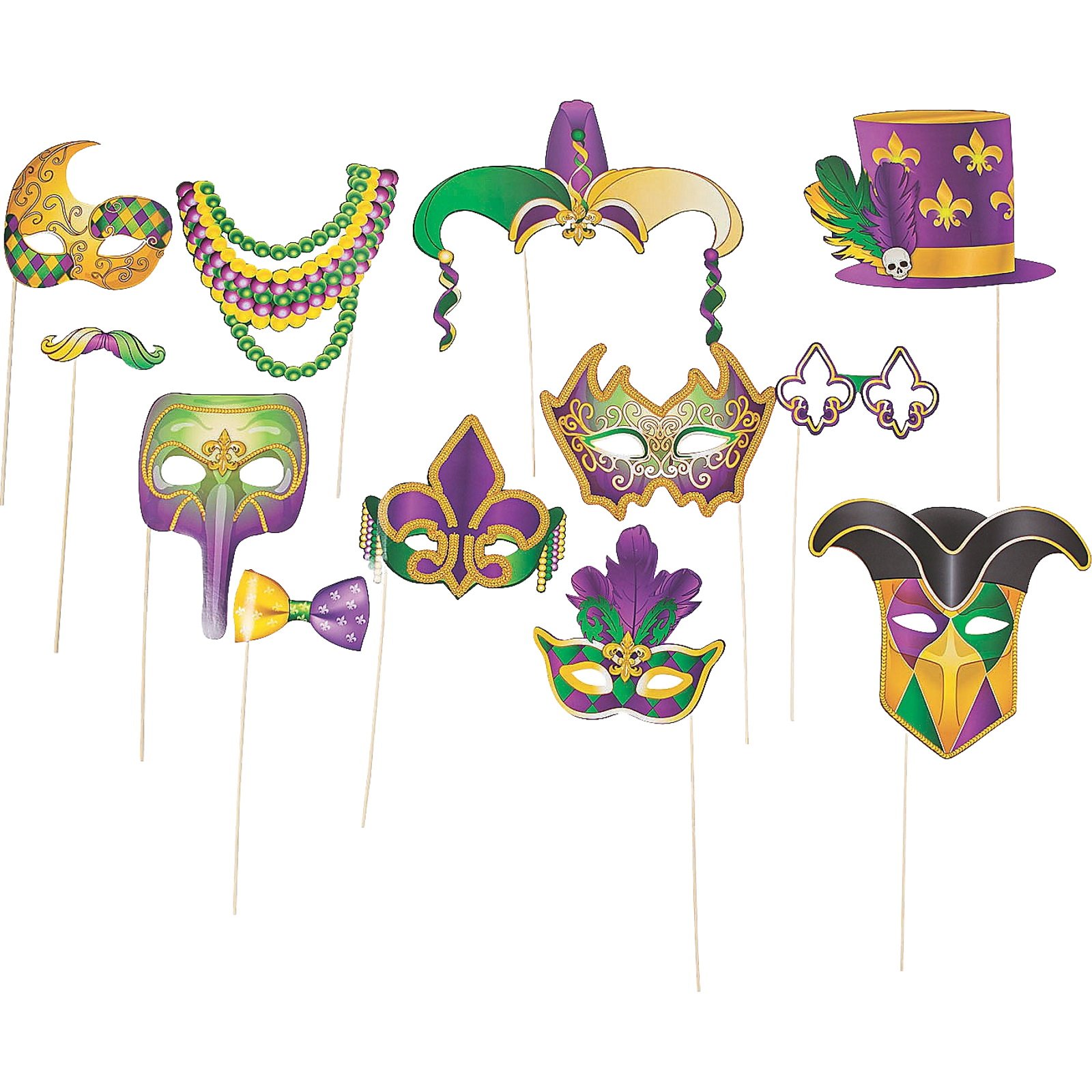 Mardi Gras Parade Photo Booth Props (Pack of 12)