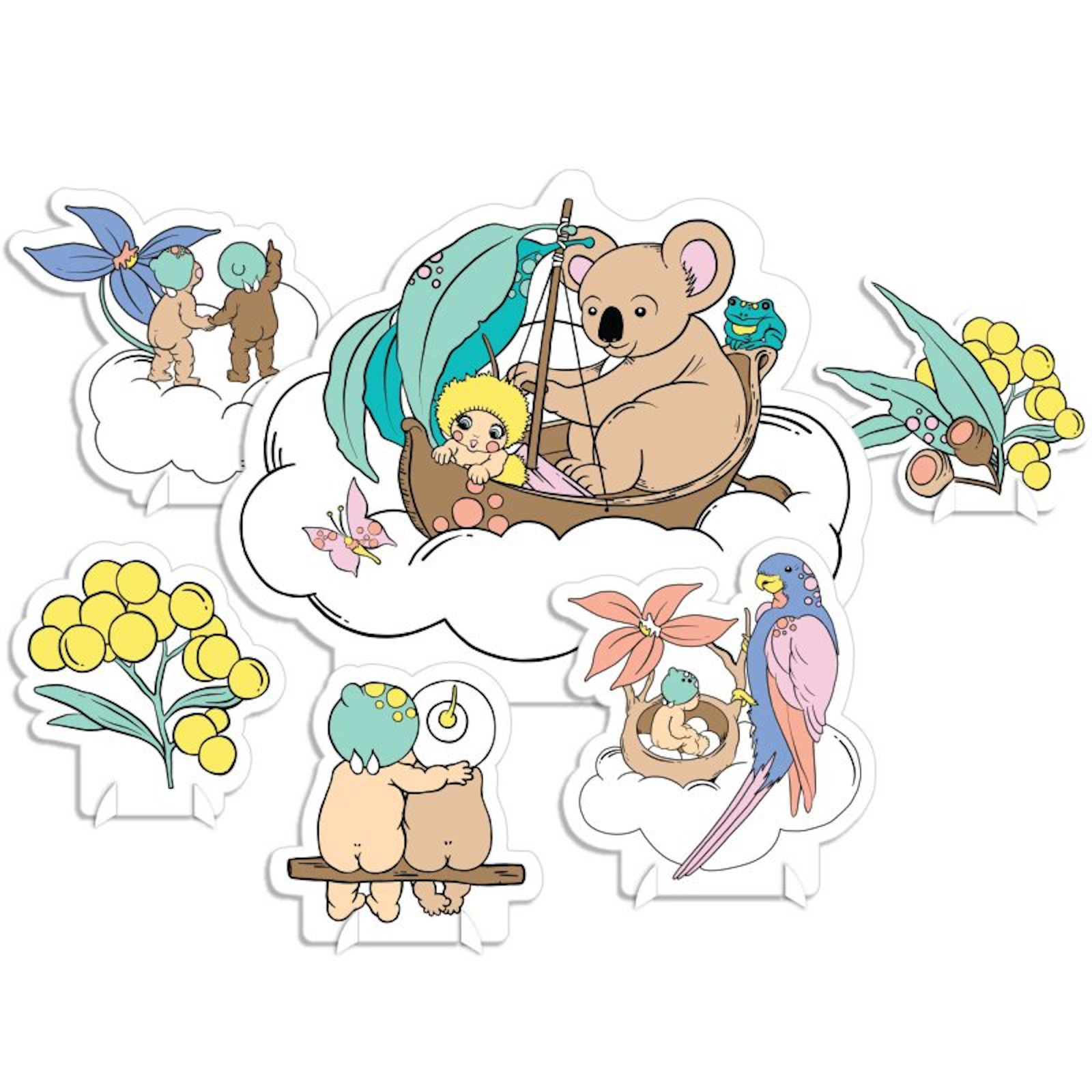 May Gibbs And Kasey Rainbow Table Decorating Kit (Pack of 6)