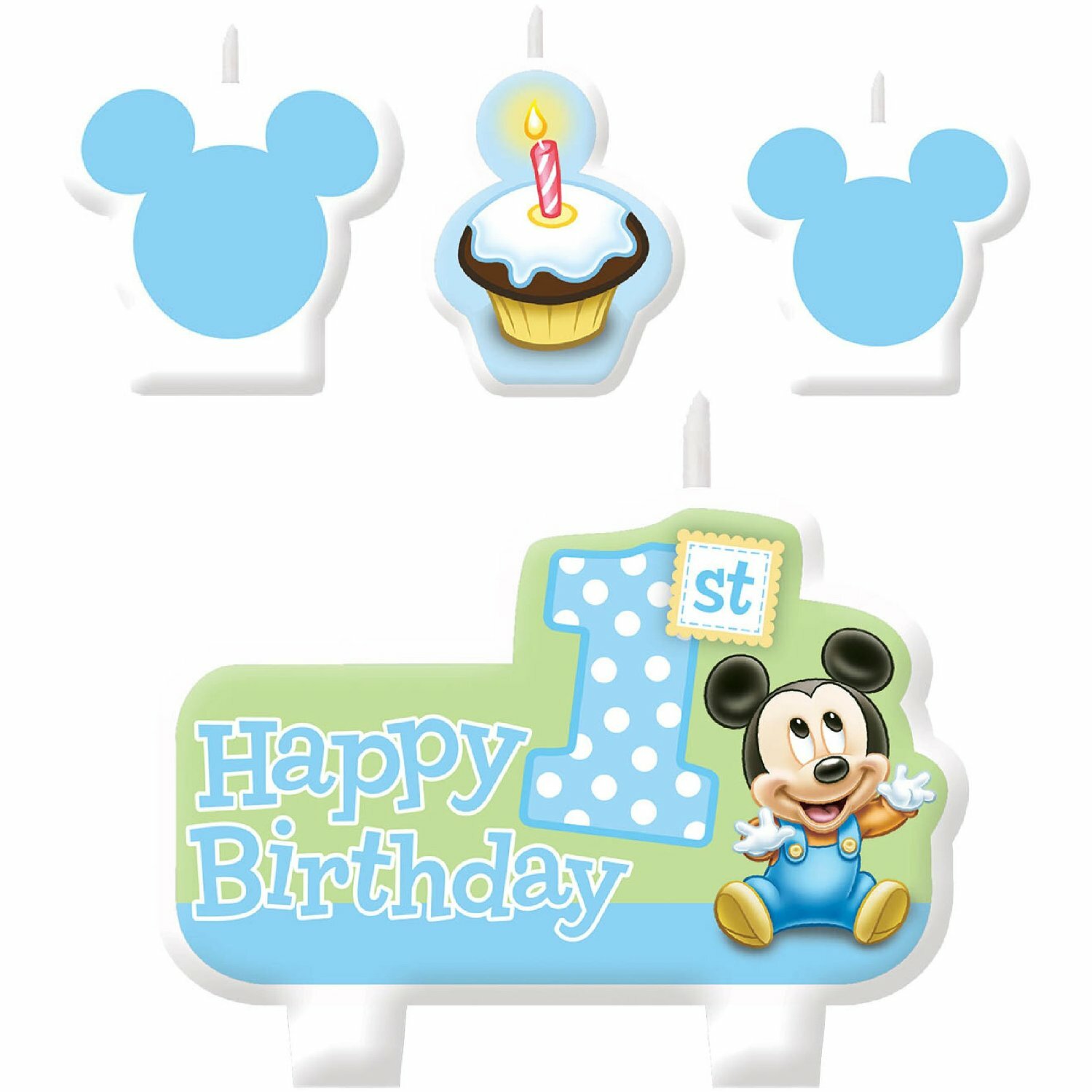 Mickey Mouse 1st Birthday Molded Candles (Set of 4)