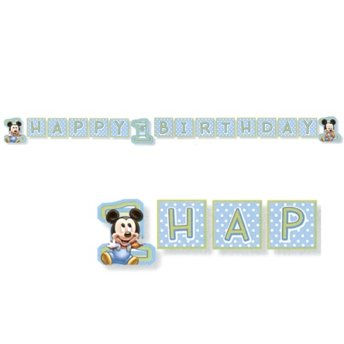Mickey Mouse Happy 1st Birthday Banner