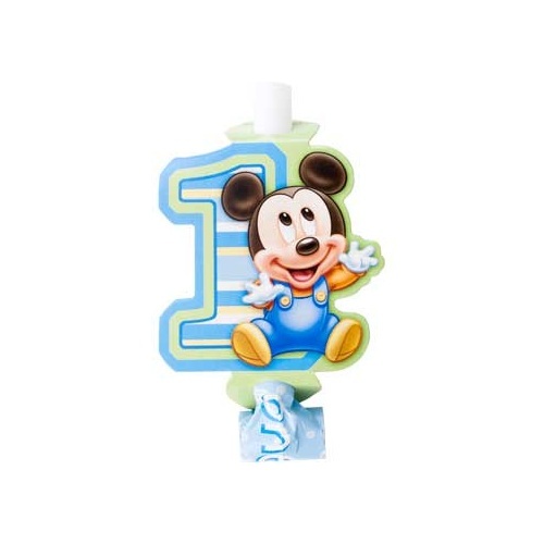 Mickey Mouse 1st Birthday Party Blowers (Pack of 8)