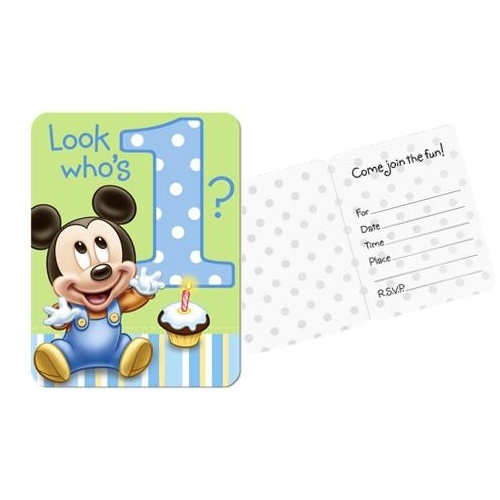 Mickey Mouse 1st Birthday Party Invitations (Pack of 8)