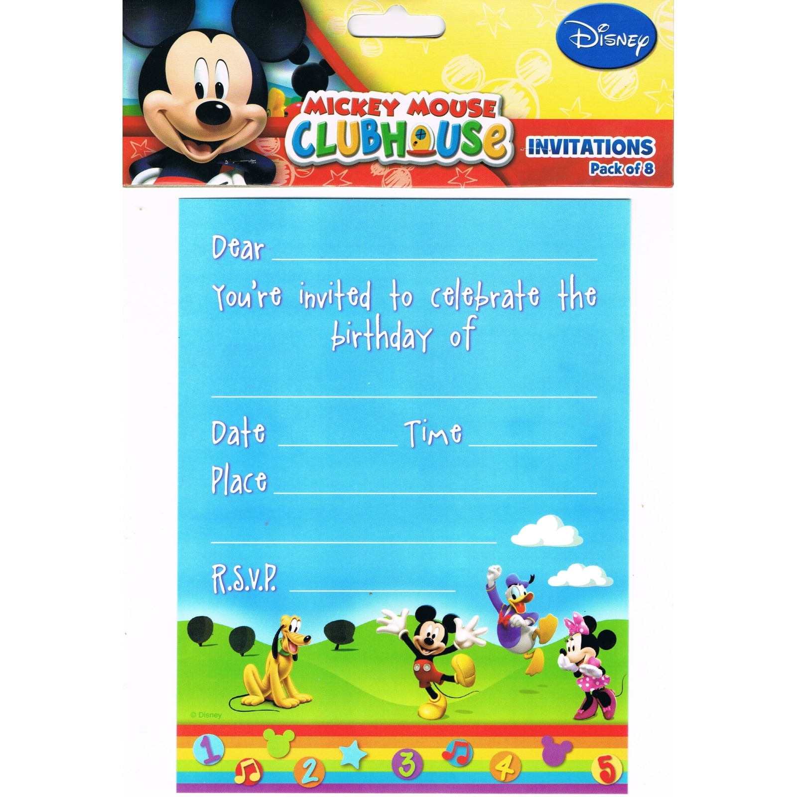Mickey Mouse Party Invitations (Pack of 8)