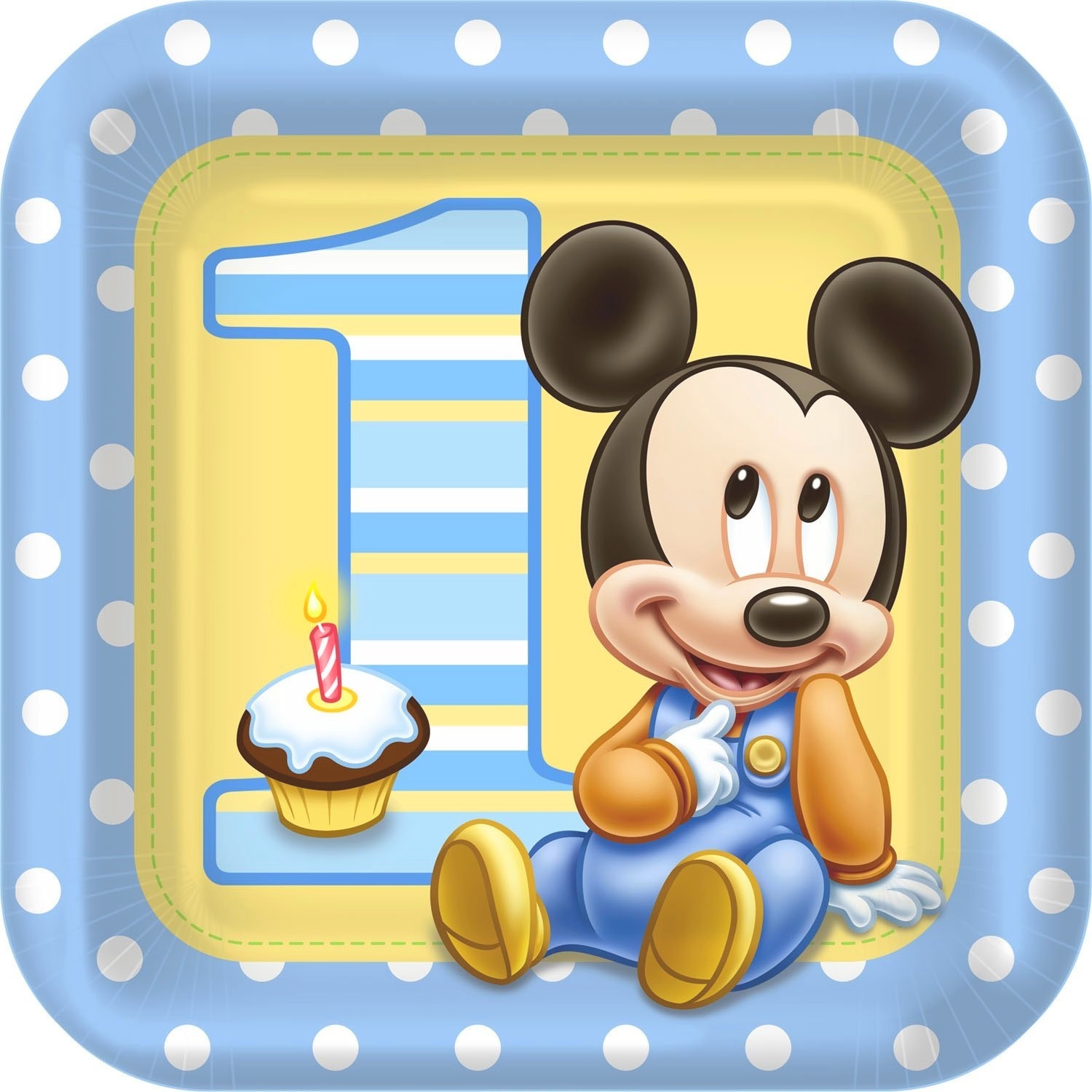 Mickey Mouse 1st Birthday Large Paper Plates (Pack of 8)