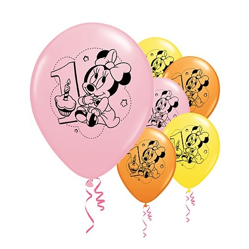 Minnie Mouse 1st Birthday Balloons (Pack of 6)
