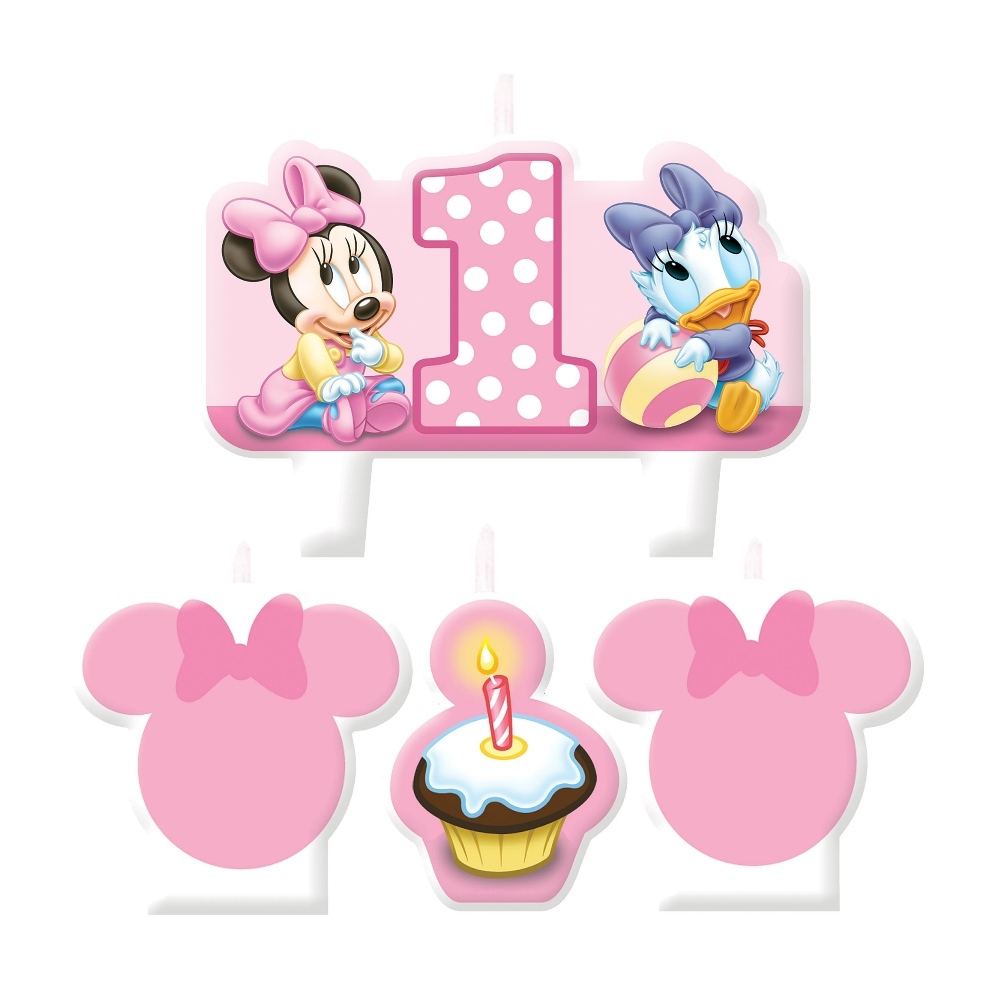 Minnie Mouse 1st Birthday Molded Candles (Set of 4)