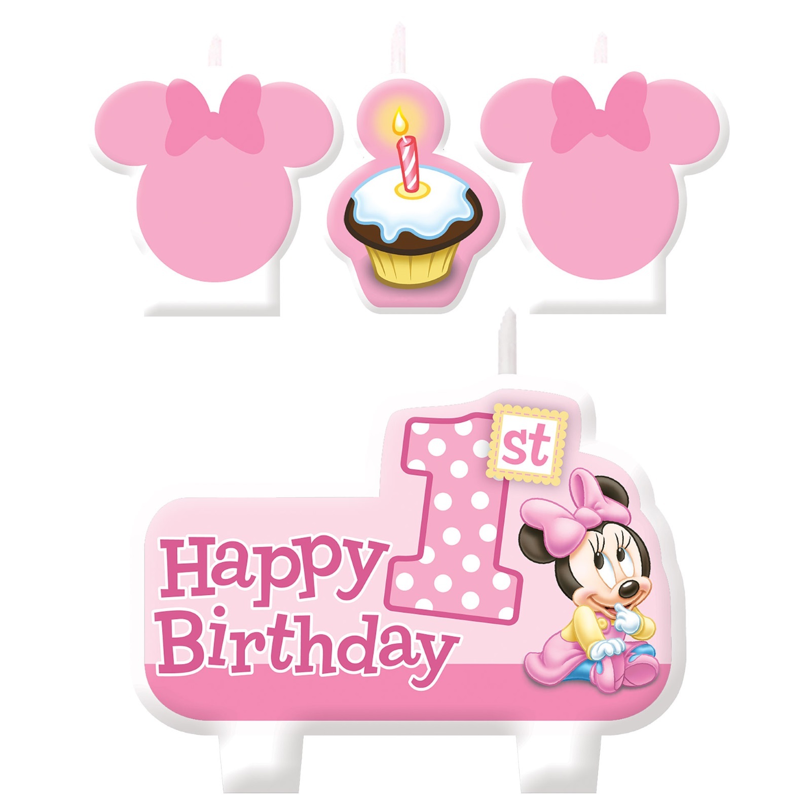 Minnie Mouse 1st Birthday Candles (Set of 4)