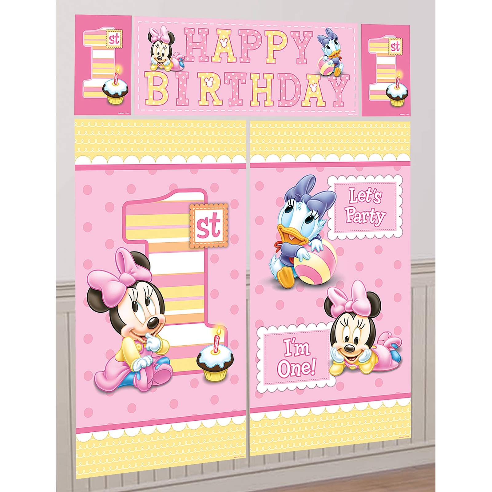 Minnie Mouse 1st Birthday Wall Decorating Kit