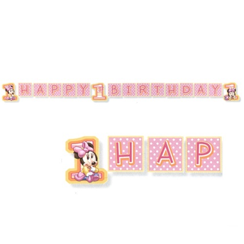 Minnie Mouse Happy 1st Birthday Banner