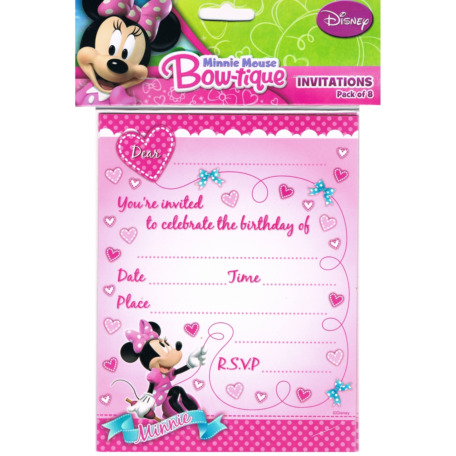 Minnie Mouse Party Invitations (Pack of 8)