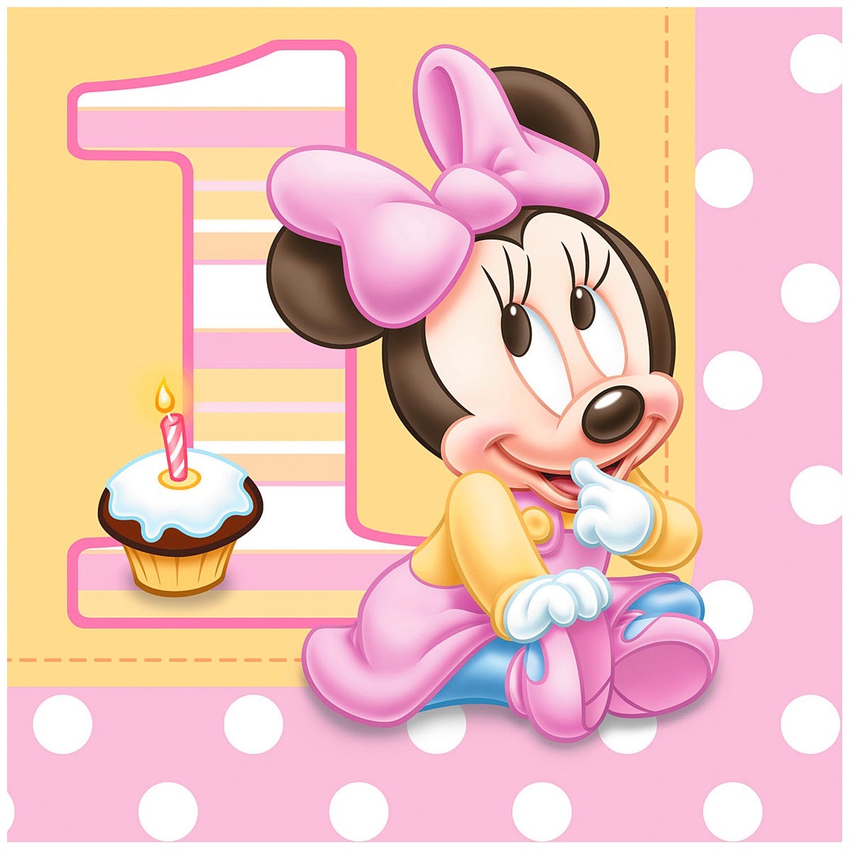 Minnie Mouse 1st Birthday Large Napkins / Serviettes (Pack of 16)
