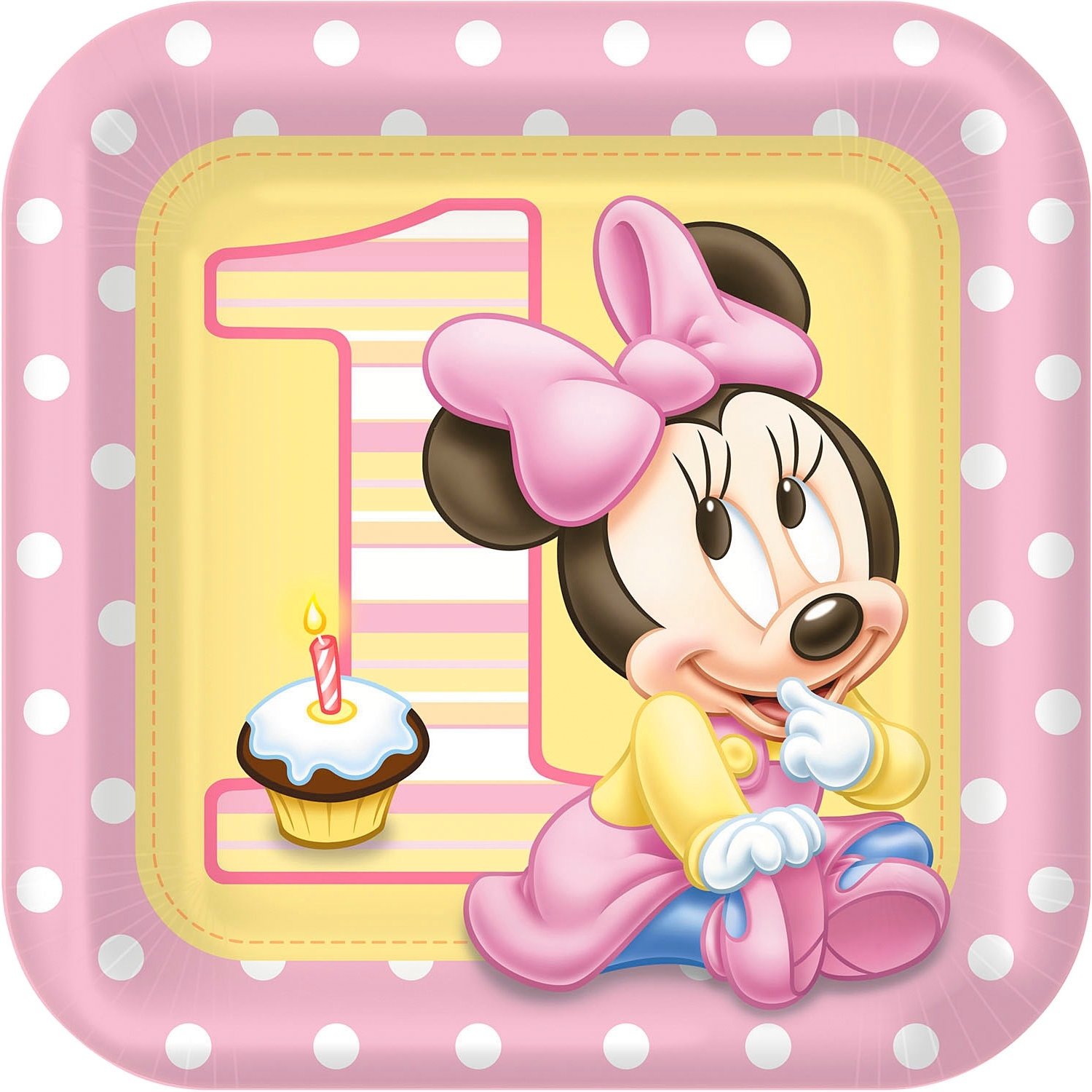 Minnie Mouse 1st Birthday Large Paper Plates (Pack of 8)