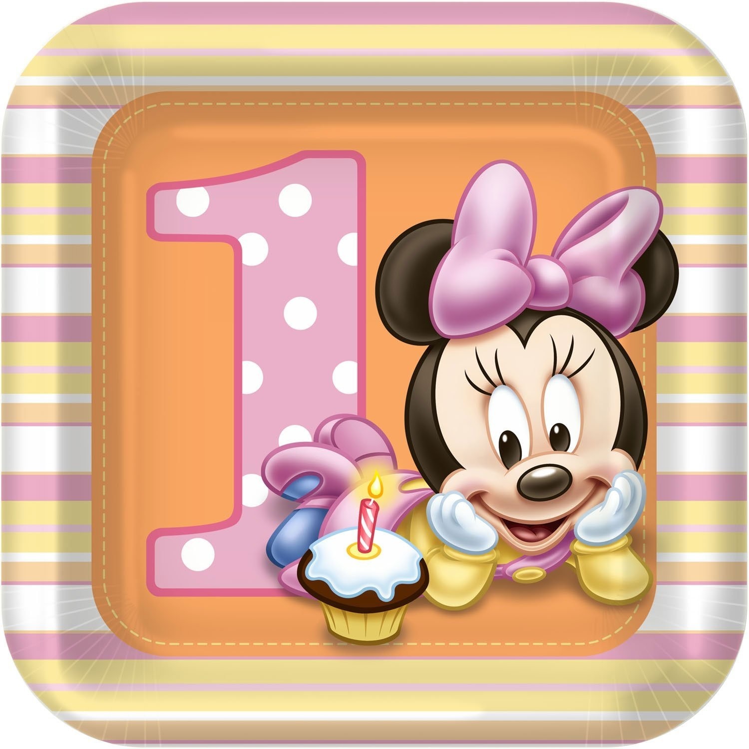 Minnie Mouse 1st Birthday Small Paper Plates (Pack of 8)
