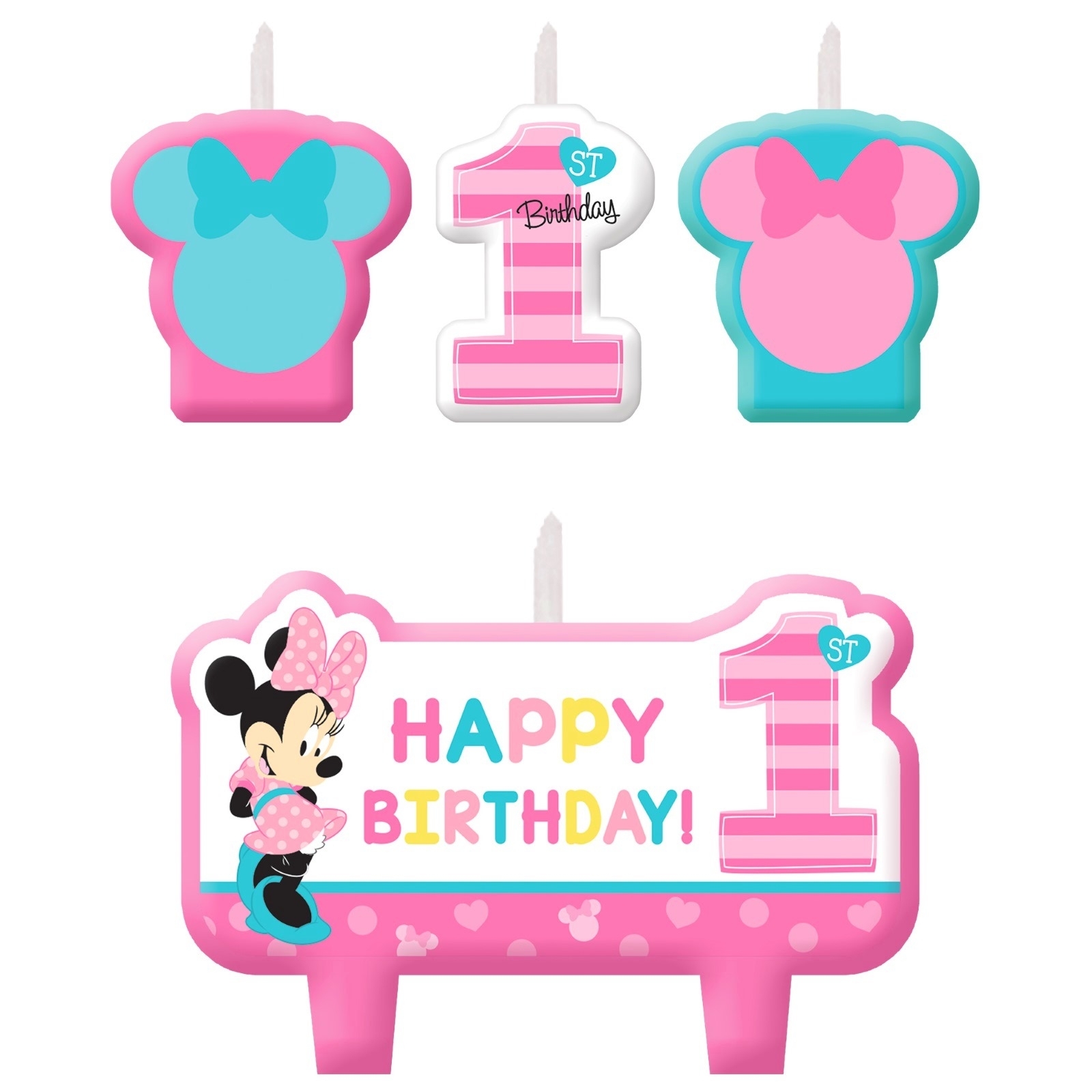 Minnie Mouse Fun To Be One Birthday Candles (Set of 4)