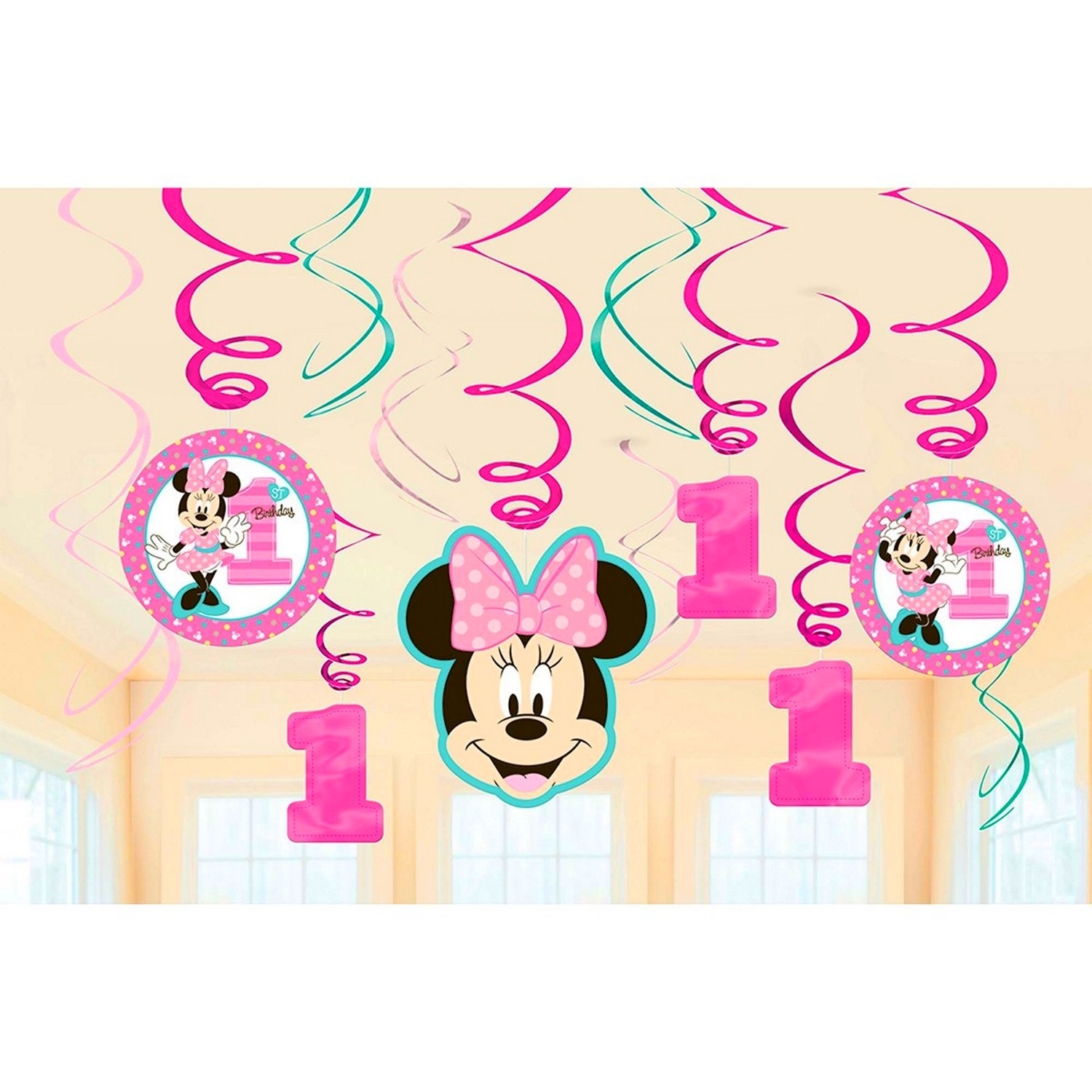 Minnie Mouse Fun To Be One Swirl Decorations (Pack of 12)