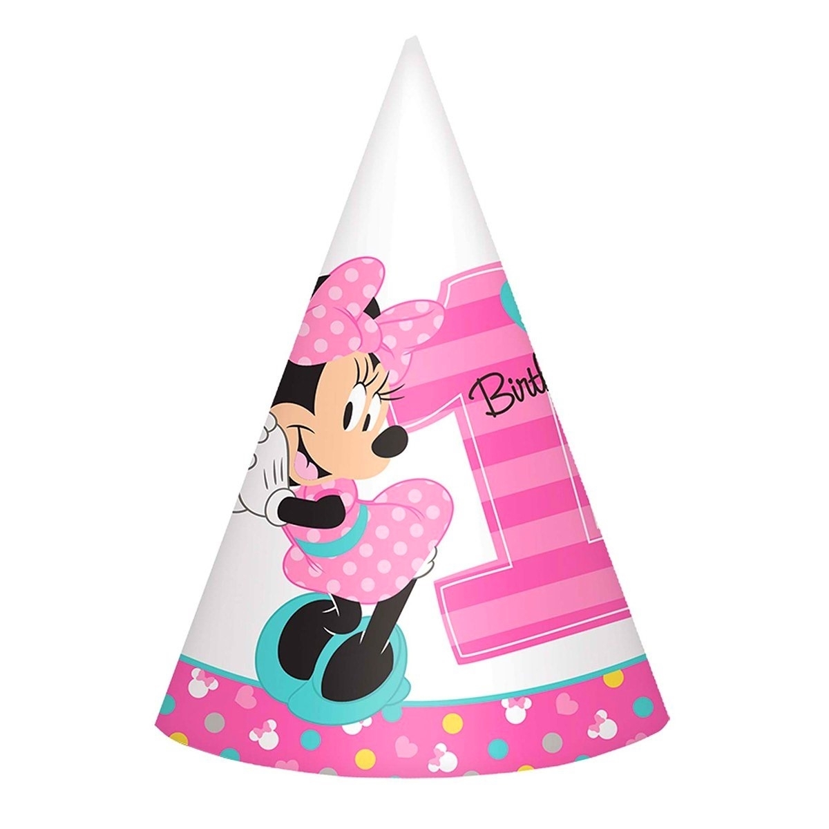 Minnie Mouse Fun To Be One Party Hats (Pack of 8)