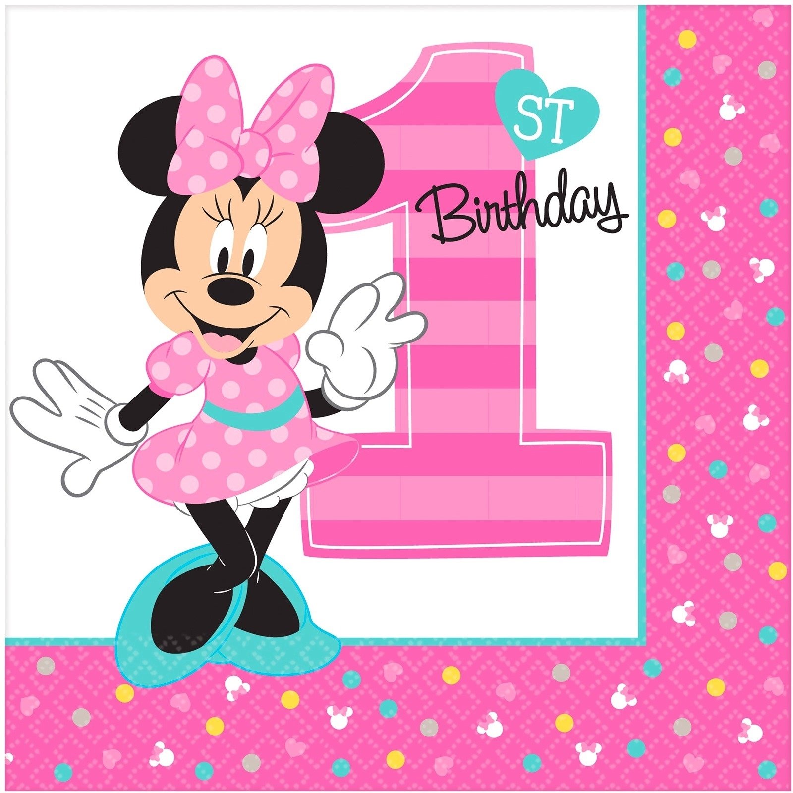 Minnie Mouse Fun To Be One Large Napkins / Serviettes (Pack of 16)