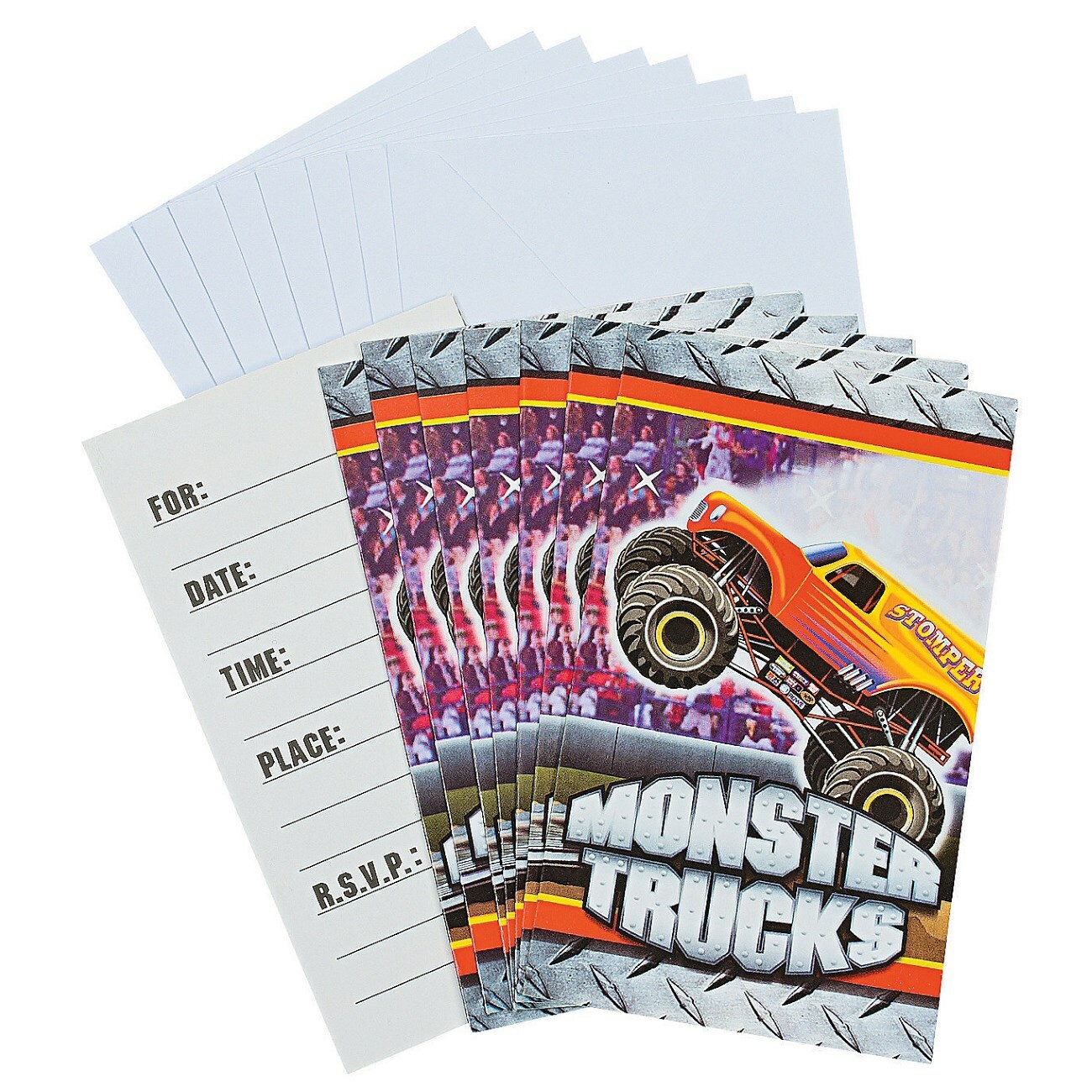 Monster Trucks Party Invitations (Pack of 8)