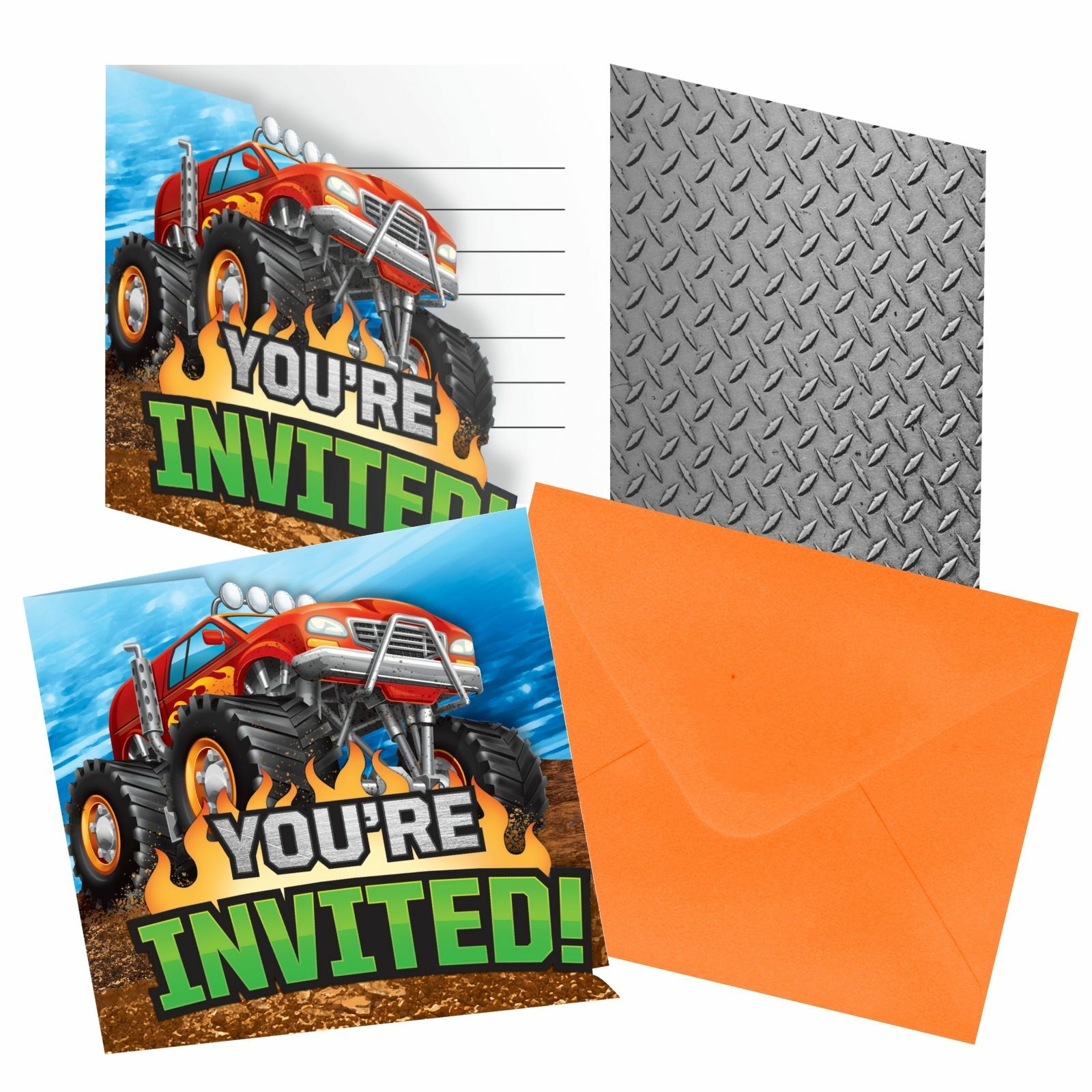 Monster Truck Rally Party Invitations (Pack of 8)