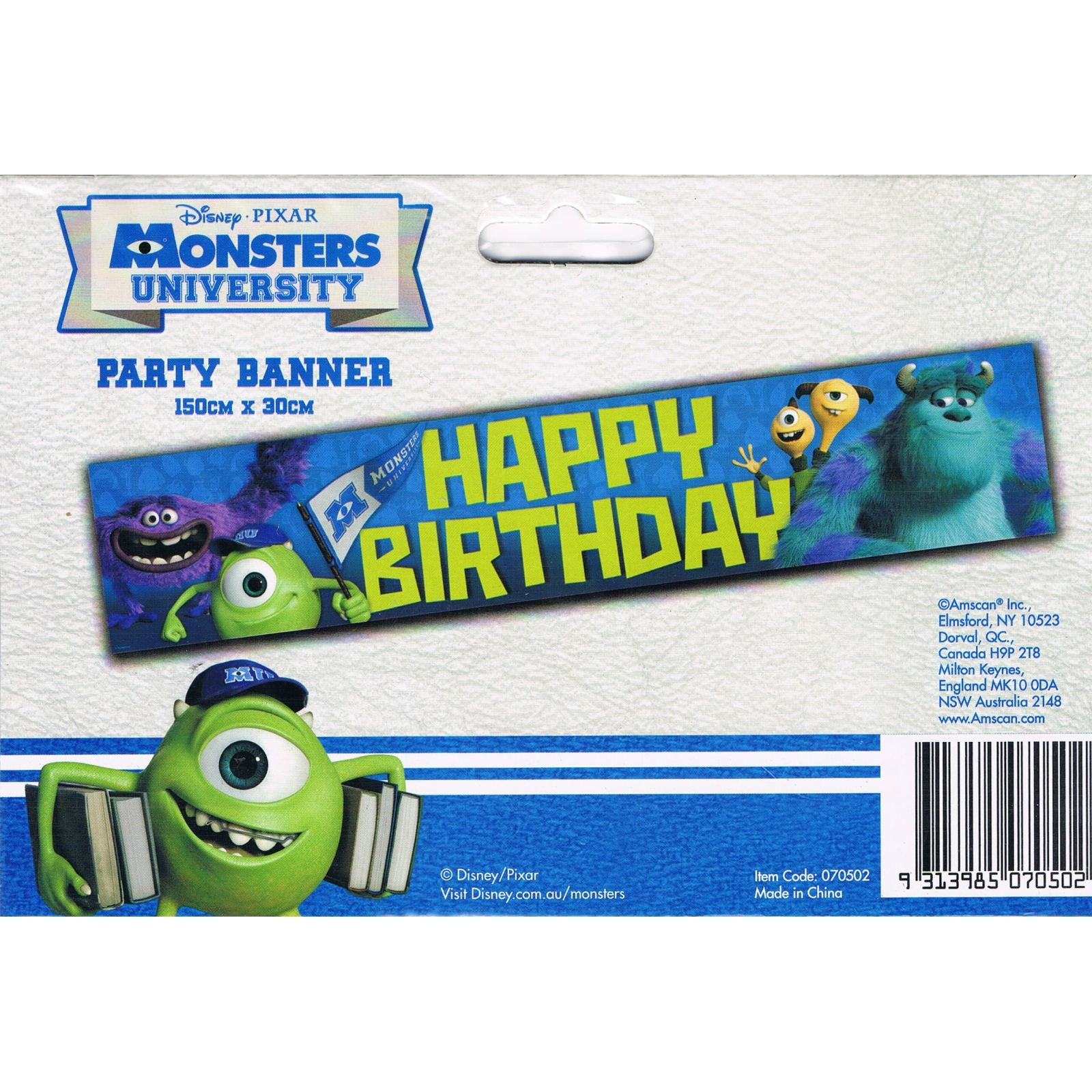 Monsters University Happy Birthday Banner