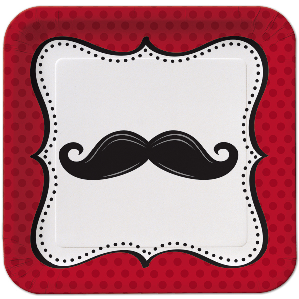 Moustache Madness Large Paper Plates (Pack of 8)