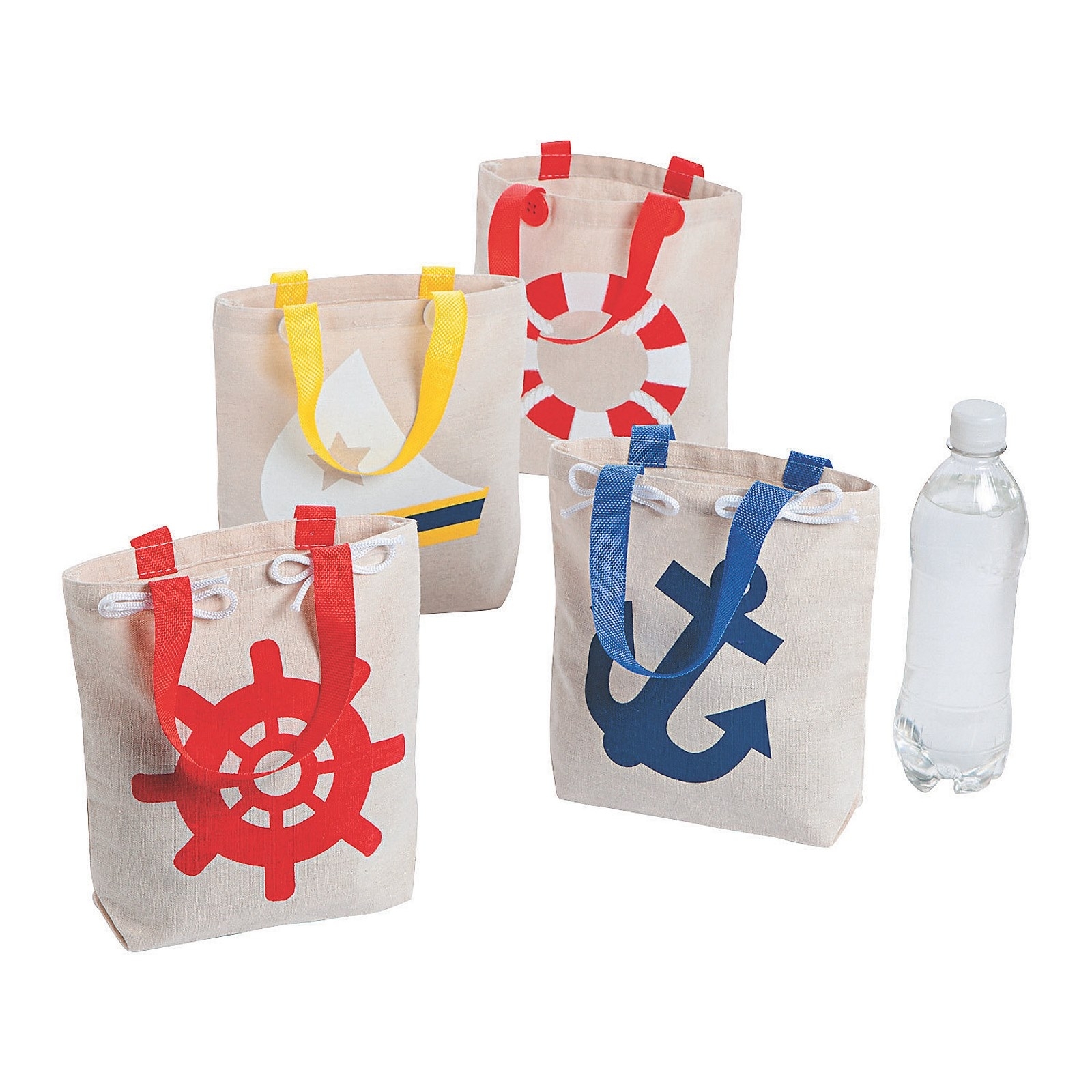 Nautical Small Canvas Tote Bags (Pack of 12)