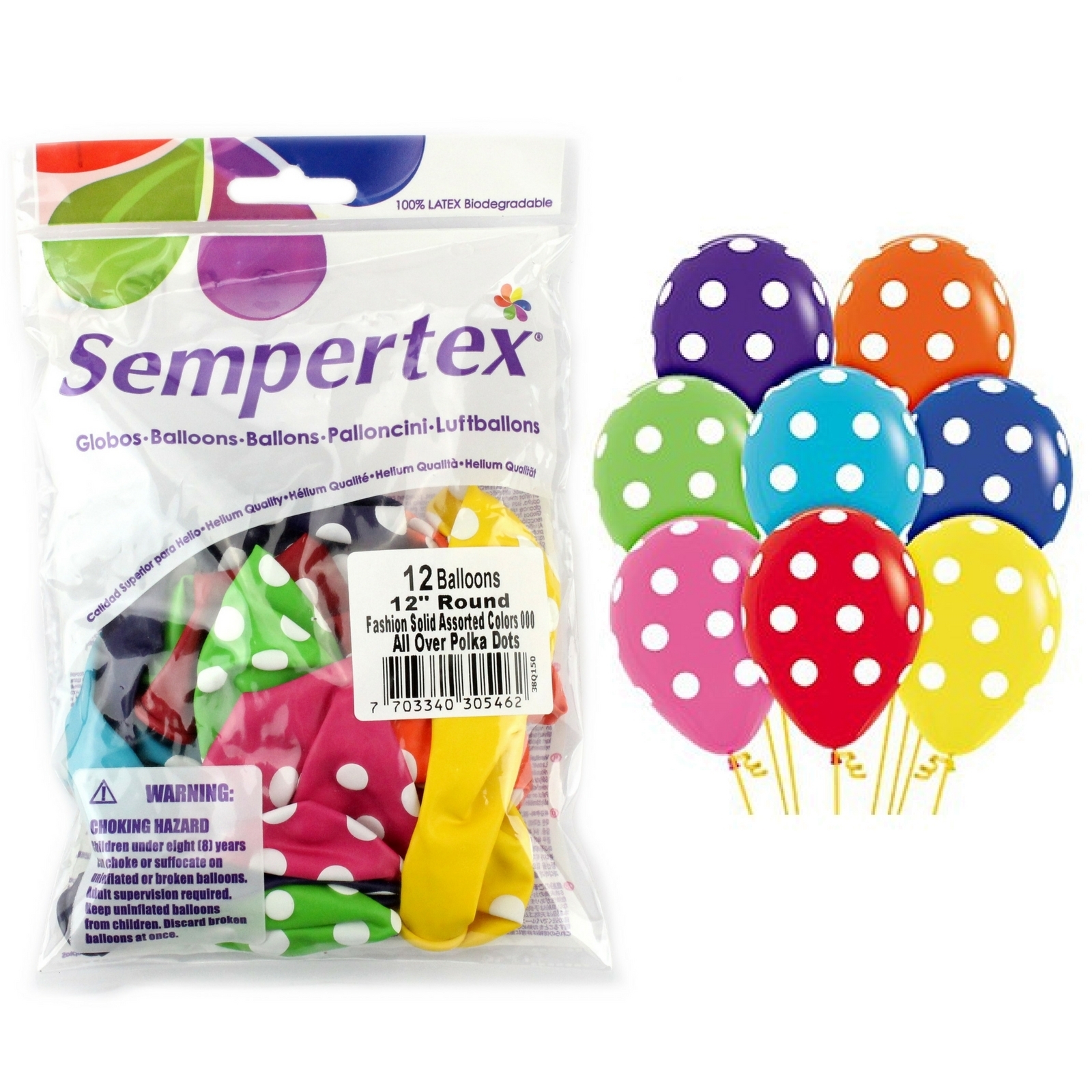 Sempertex Coloured Polka Dot Balloons (Pack of 12)