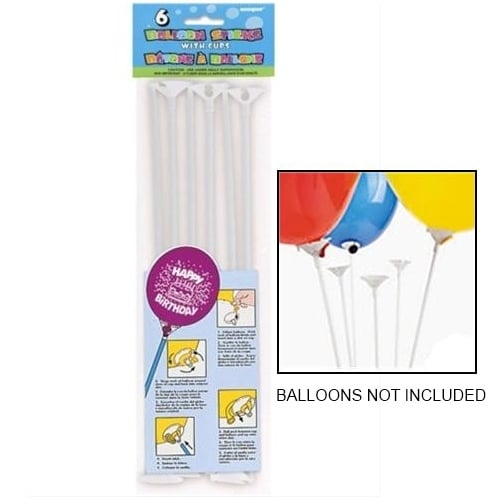 Balloon Sticks and Cups (Pack of 6)