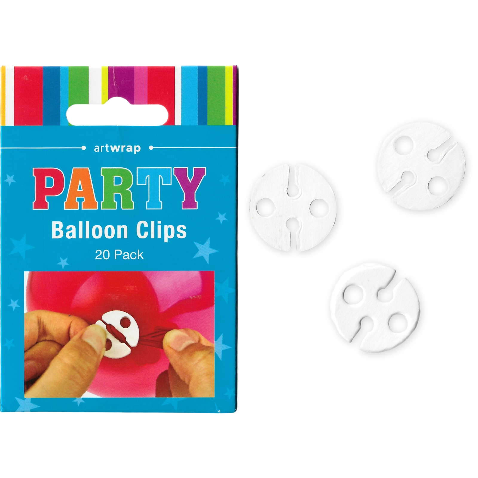 White Cardboard Balloon Clips (Pack of 20)