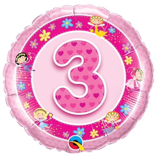 Girls 3rd Birthday Helium Balloon