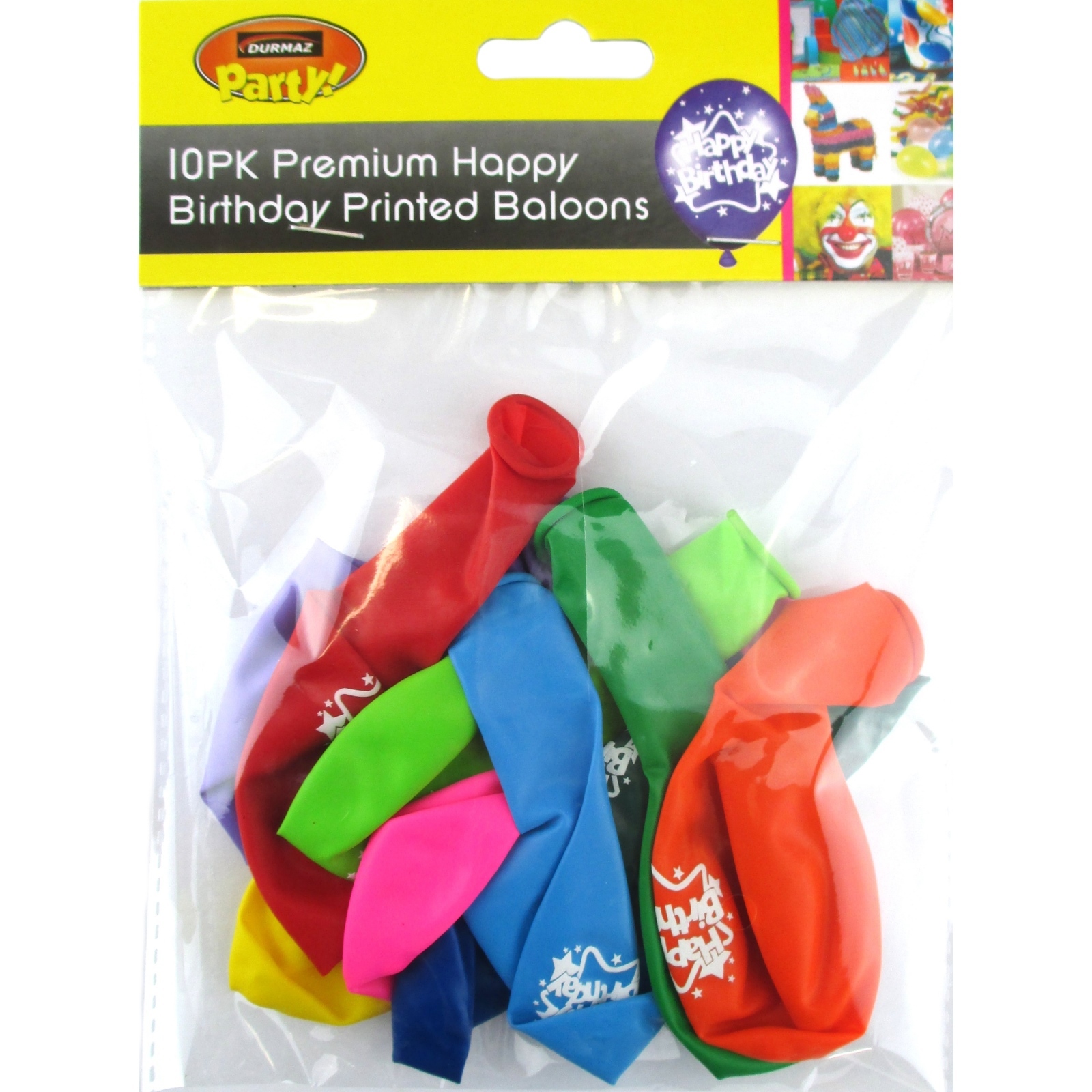 Happy Birthday Balloons Assorted Colours (Pack of 10)
