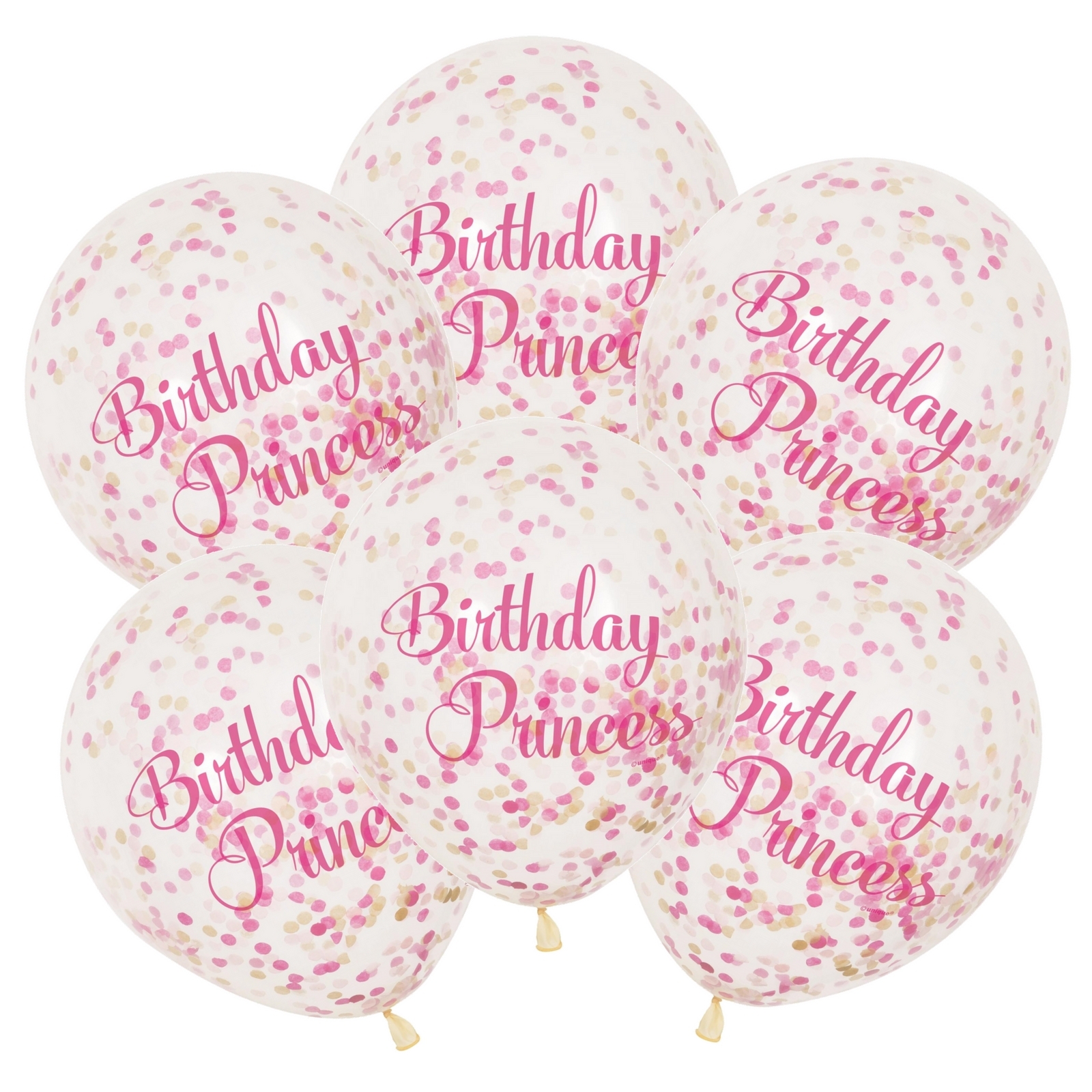 Birthday Princess Confetti Balloons (Pack of 6)