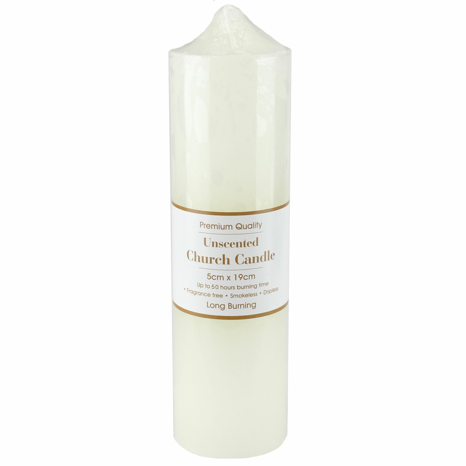 White Unscented Pillar Candle (19cm)