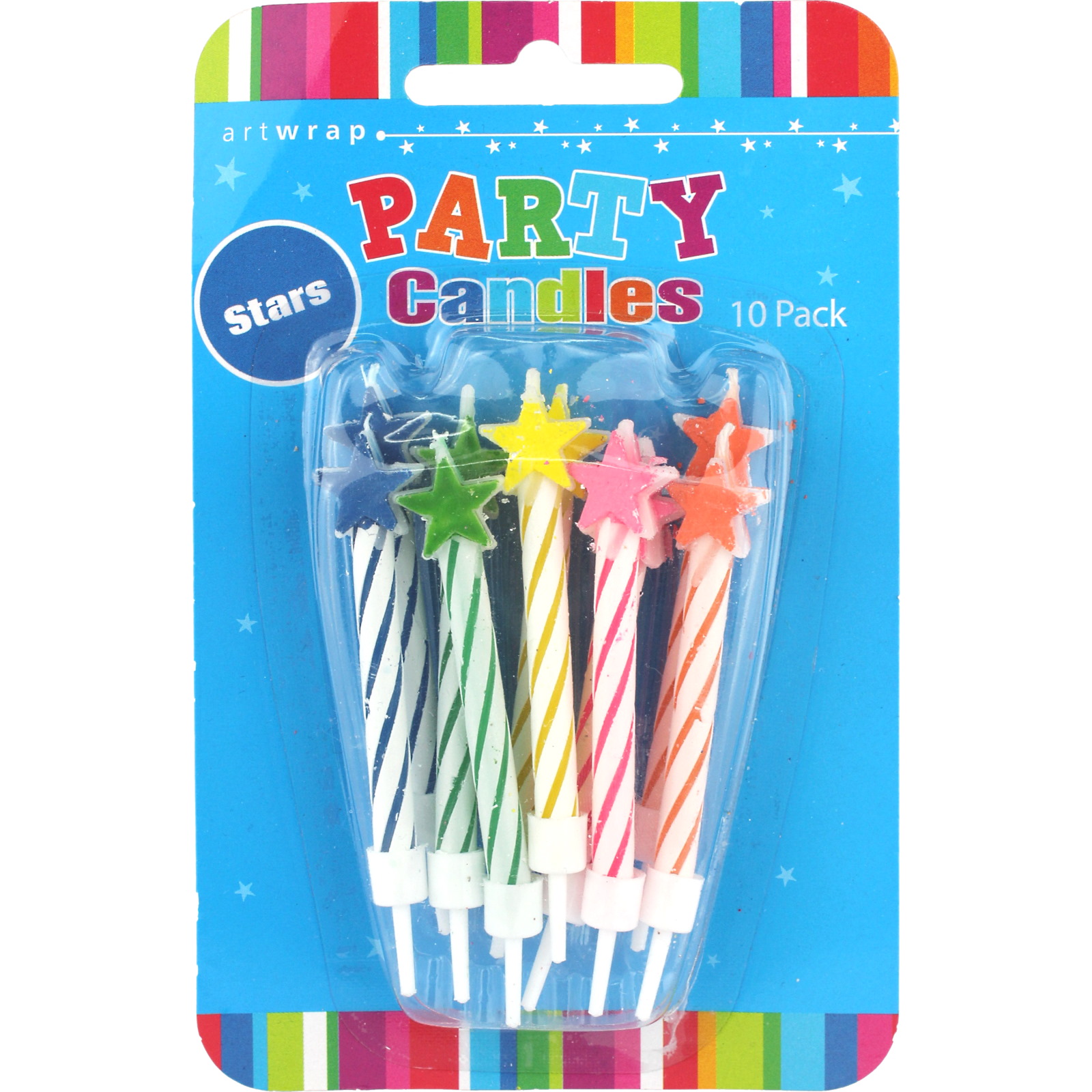 Spiral & Star Birthday Candles With Holders (Pack of 10) Candle Party