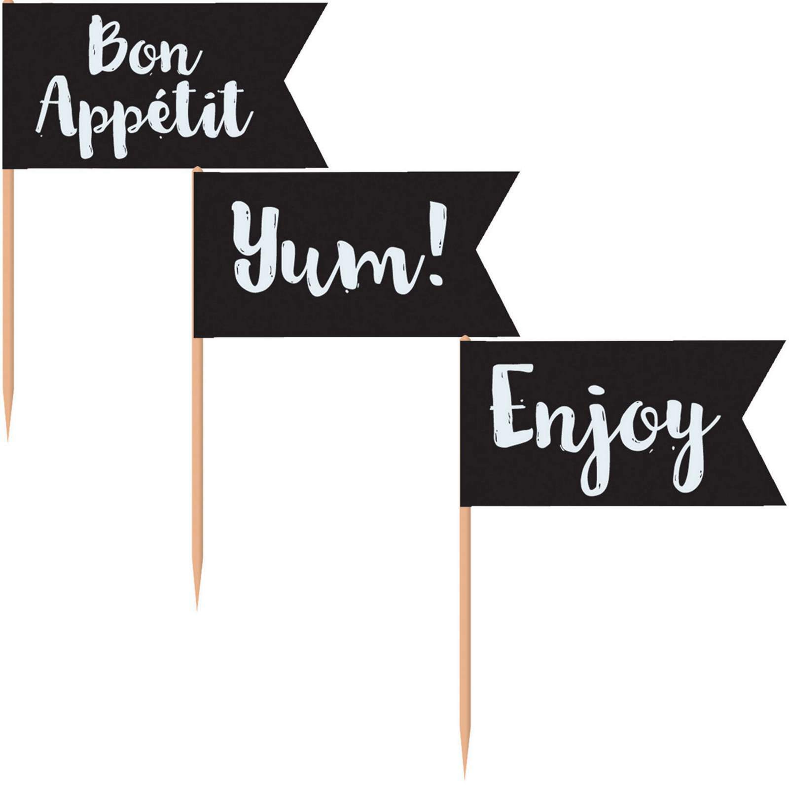 Black Chalkboard Paper Flag Picks (Pack of 36)