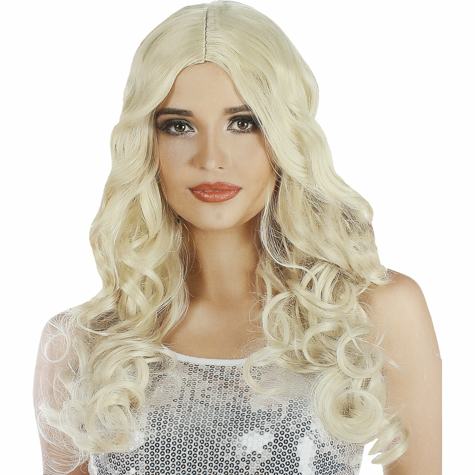 Adult Natural Look Long Curly Blonde Wig