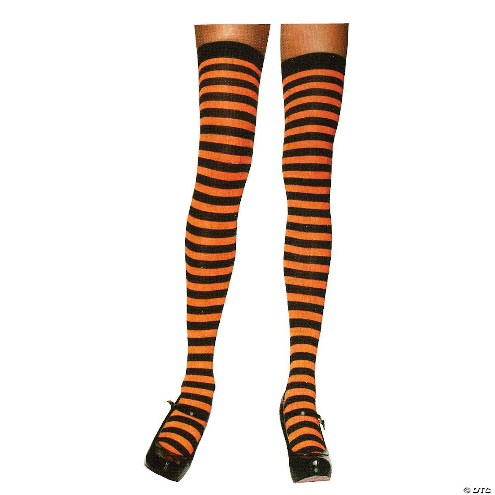 Striped Black Orange Thigh Highs Adult Costume Accessory