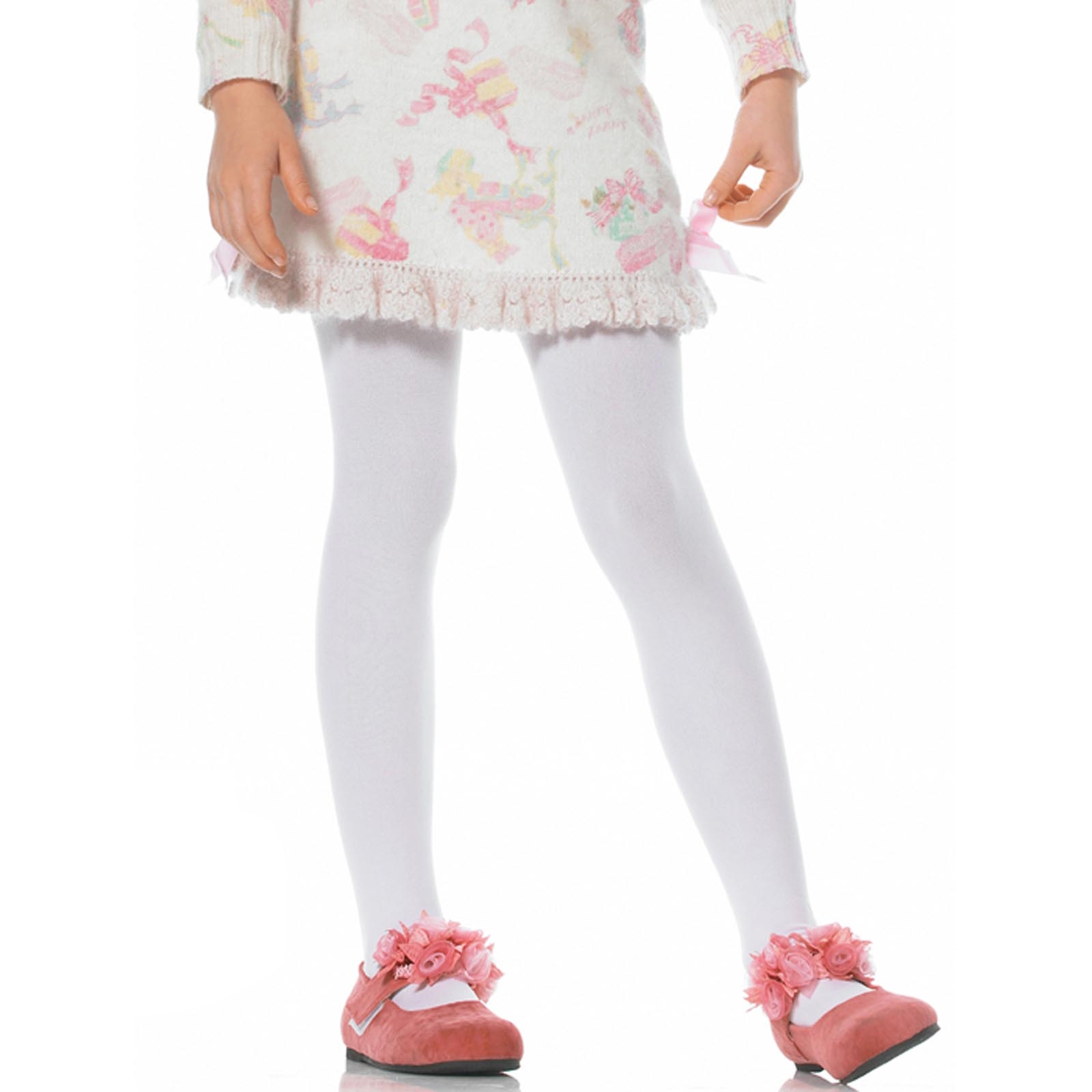 White Opaque Child Tights 11-13